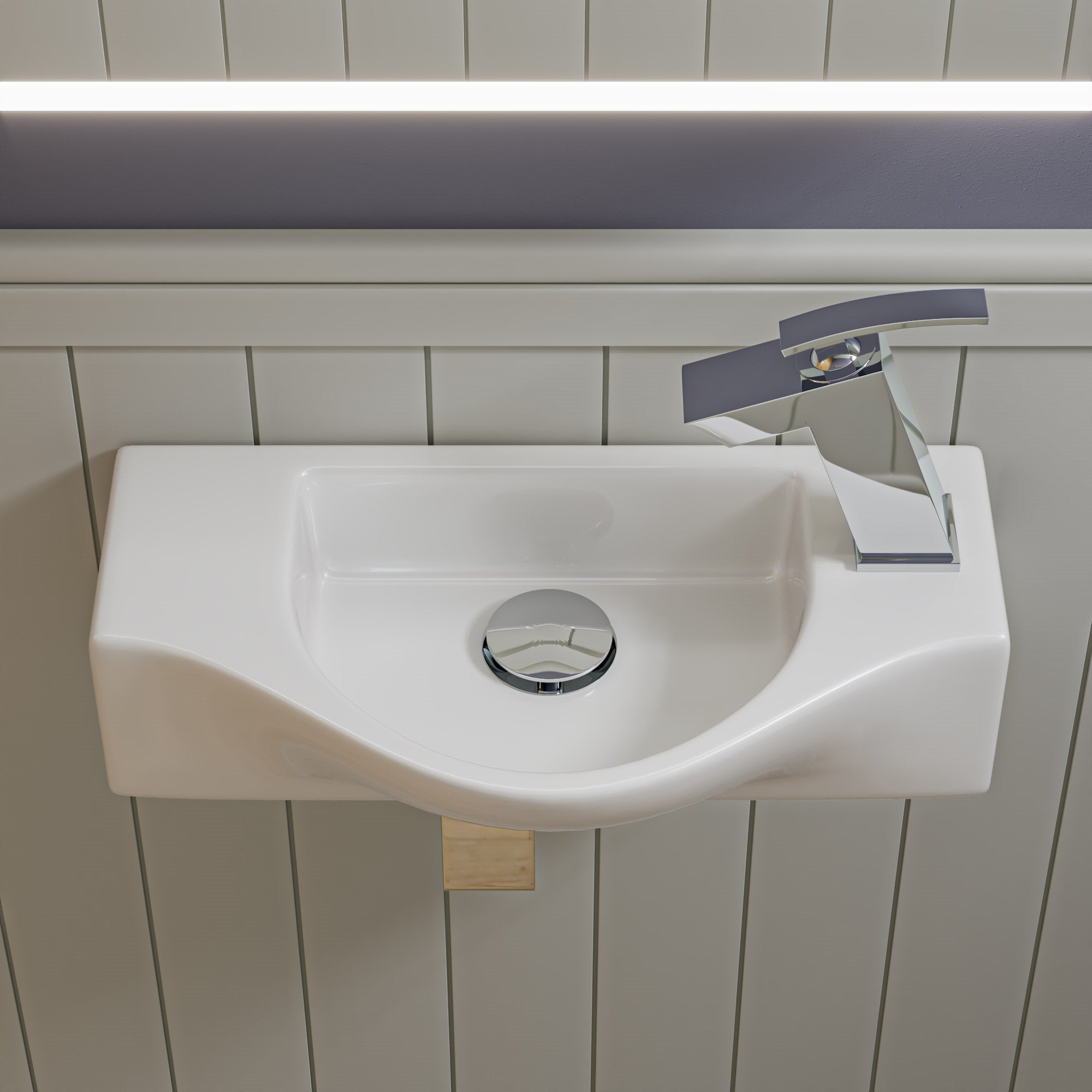 Alternative View of ALFI brand 17.75" x 9.88" Rectangle Wall Mount Porcelain Bathroom Sink, White, 1 Faucet Hole, ABC114