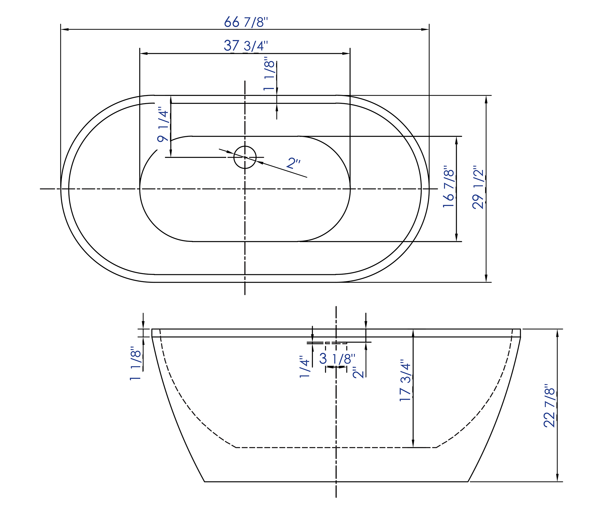 Alternate Image for ALFI brand 67" Acrylic Free Standing Oval Soaking Bathtub, White, AB8839