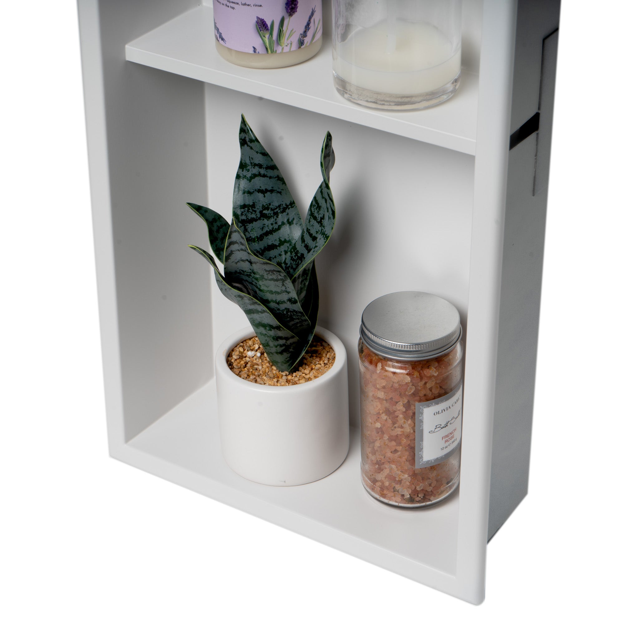 Alternate Image for ALFI brand ABNC1224-W 12 x 24 White Matte Stainless Steel Vertical Double Shelf Bath Shower Niche, 20 Gauge