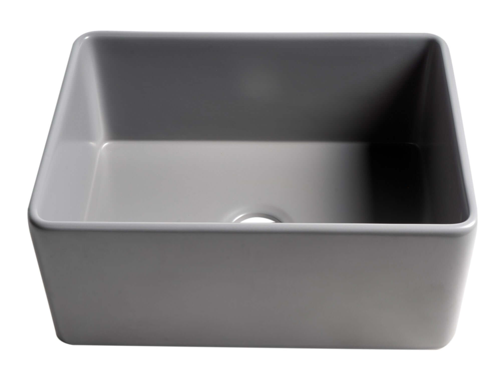 Alternate Image for ALFI brand 24" Fireclay Farmhouse Sink, Gray Matte, No Faucet Hole, ABF2418-GM