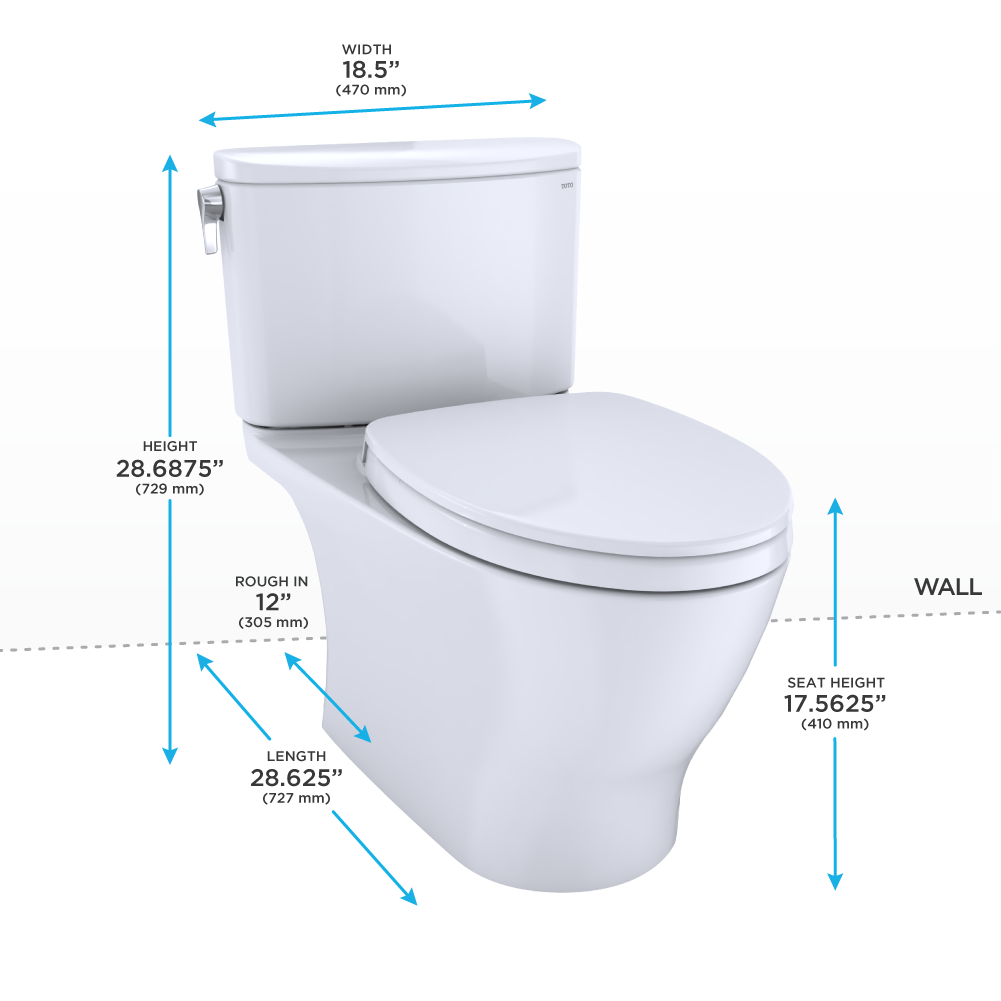 TOTO Nexus 1G Two-Piece Elongated 1.0 GPF Universal Height Toilet with CEFIONTECT and SS124 SoftClose Seat, WASHLET+ Ready, Cotton White, Vitreous China, MS442124CUFG#01