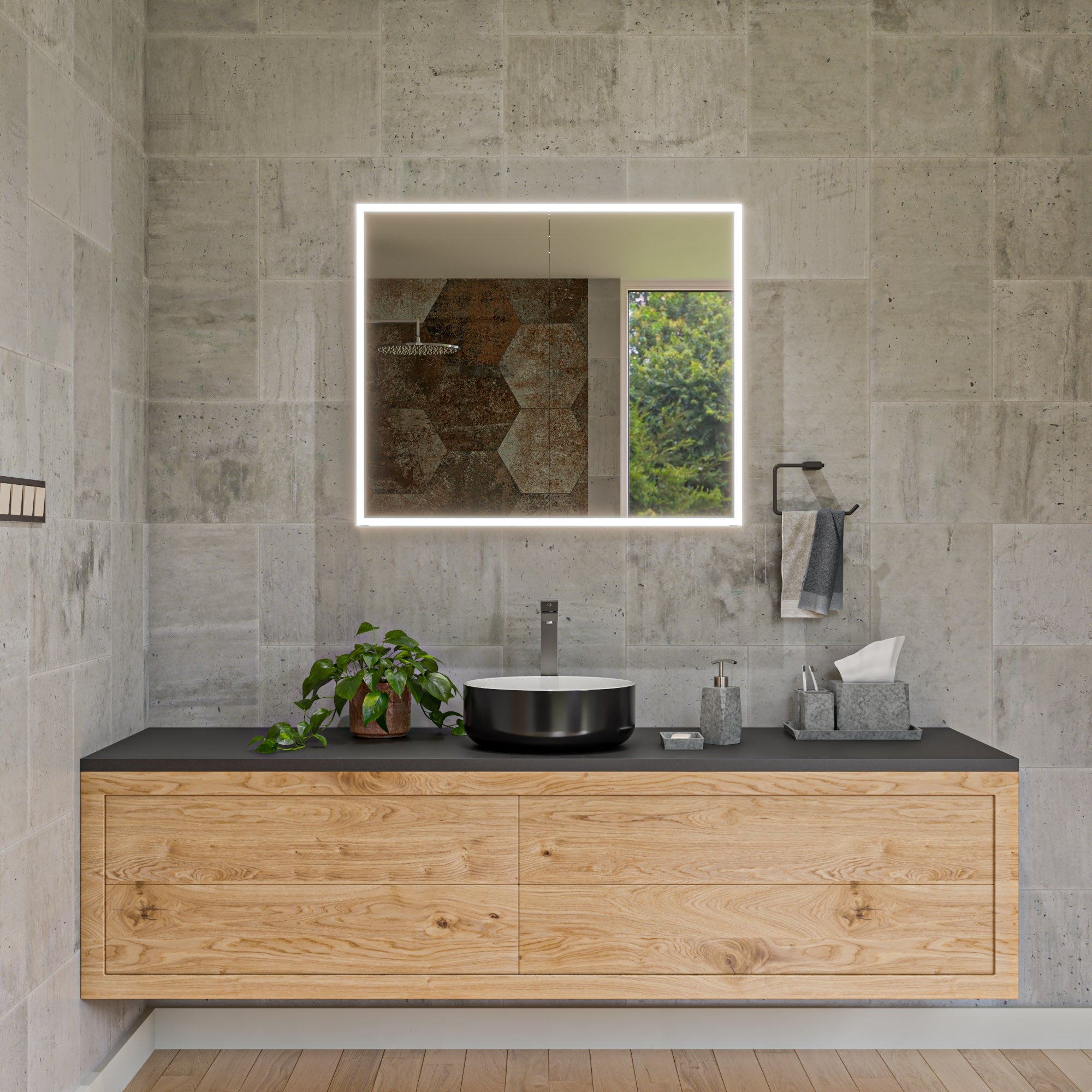 Alternate Image for ALFI brand 15.5" x 15.5" Round Above Mount Porcelain Bathroom Sink, Black & White, No Faucet Hole, ABC908