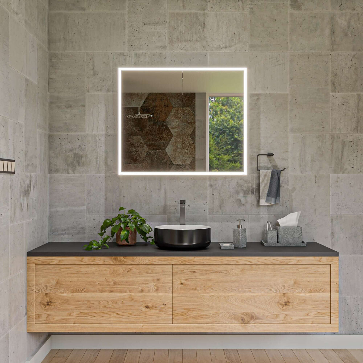 Alternate Image for ALFI brand 15.5" x 15.5" Round Above Mount Porcelain Bathroom Sink, Black & White, No Faucet Hole, ABC908