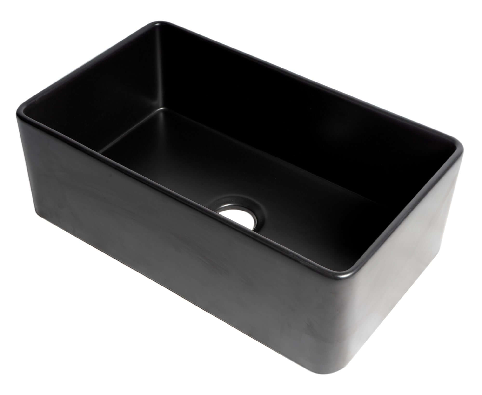 Alternate Image for ALFI brand 30" Fireclay Farmhouse Sink, Black Matte, No Faucet Hole, ABF3018-BM