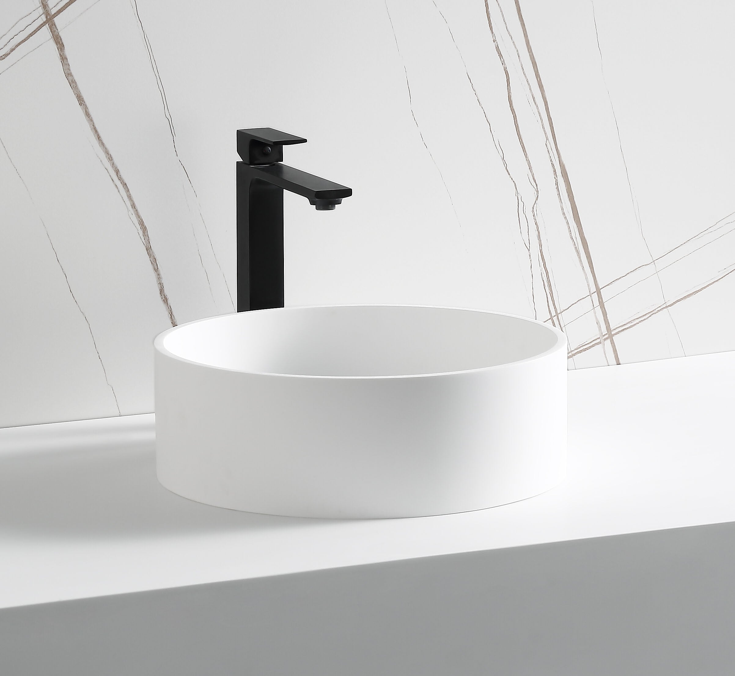 Alternate Image for ALFI brand 15.13" x 15.13" Round Above Mount Resin Bathroom Sink, White Matte, No Faucet Hole, ABRS15R