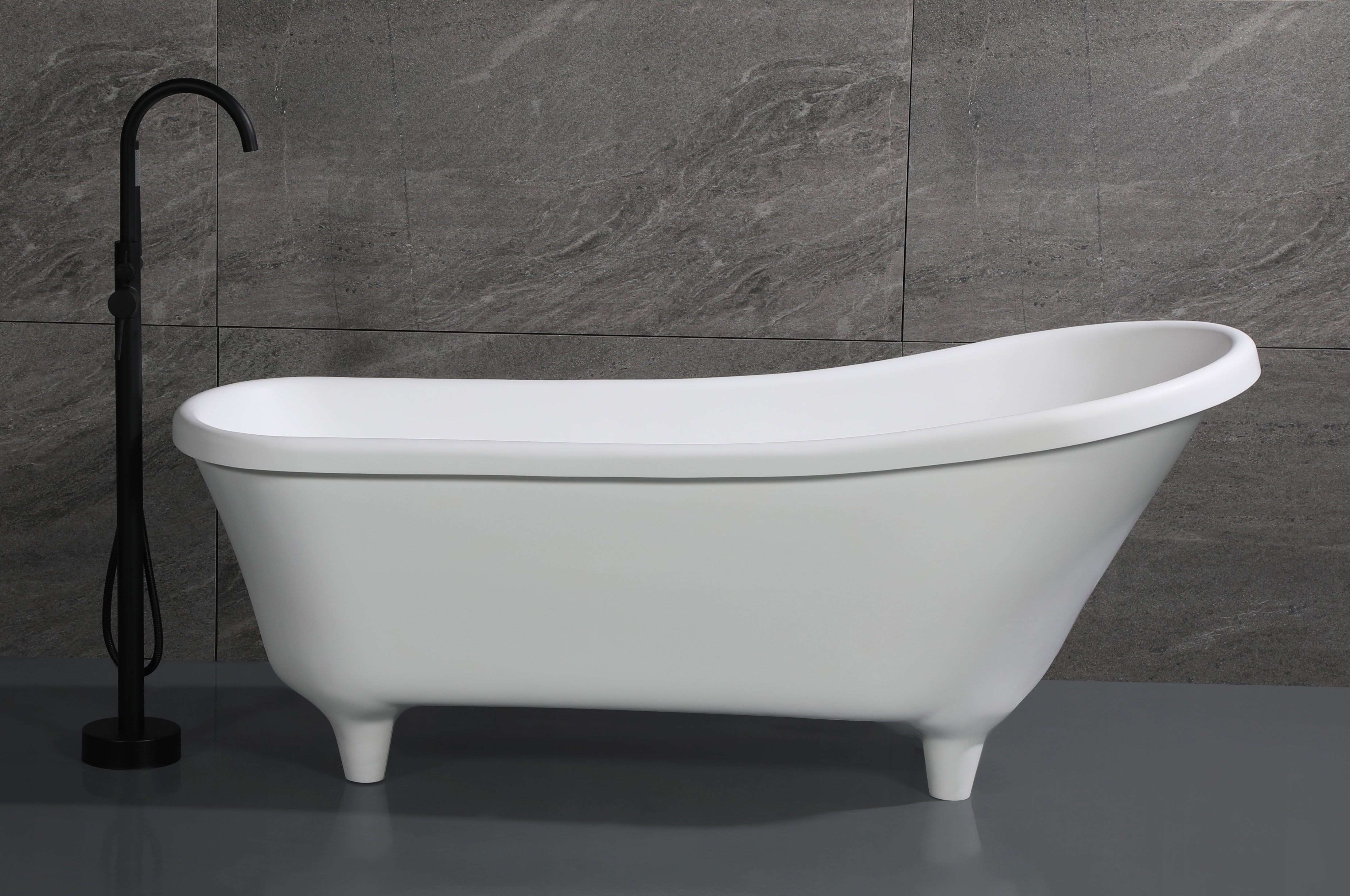 ALFI brand 68" Solid Surface Resin Free Standing Oval Bathtub, White Matte, AB9960