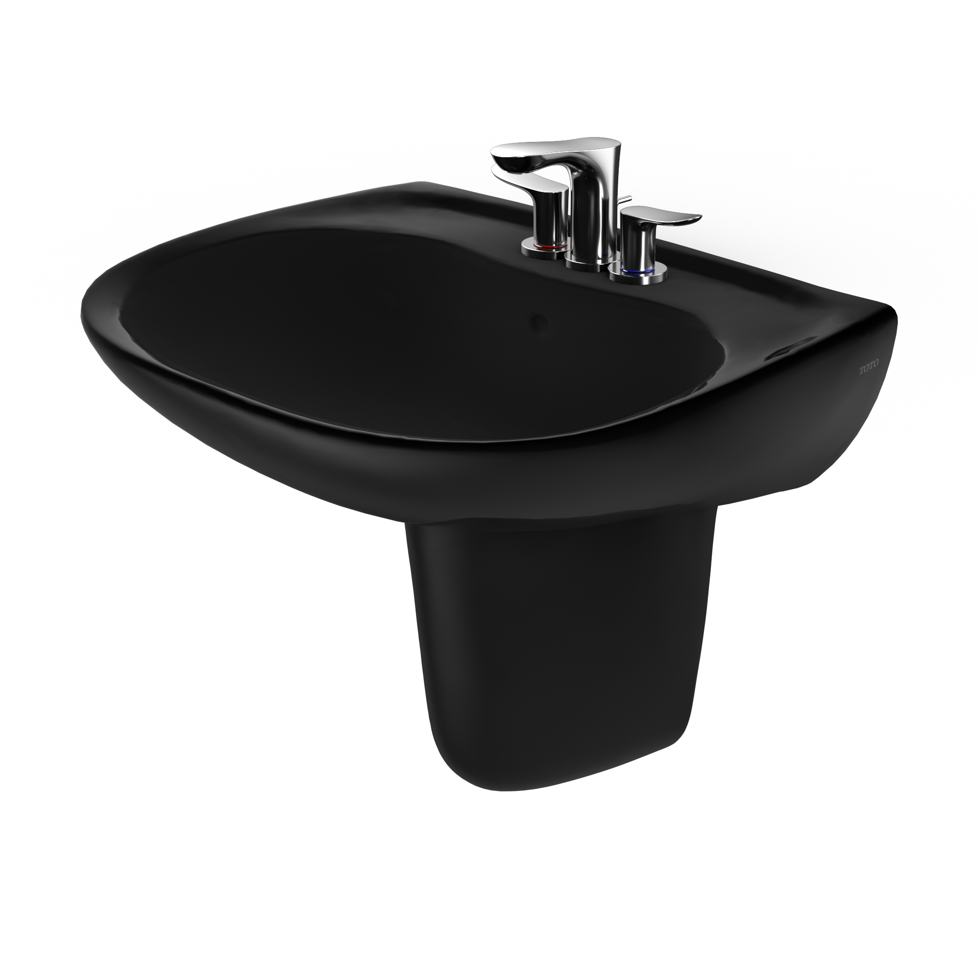 Alternate Image for TOTO Prominence Oval Wall-Mount Bathroom Sink and Shroud for 4 Inch Center Faucets, Ebony, Vitreous China, LHT242.4#51