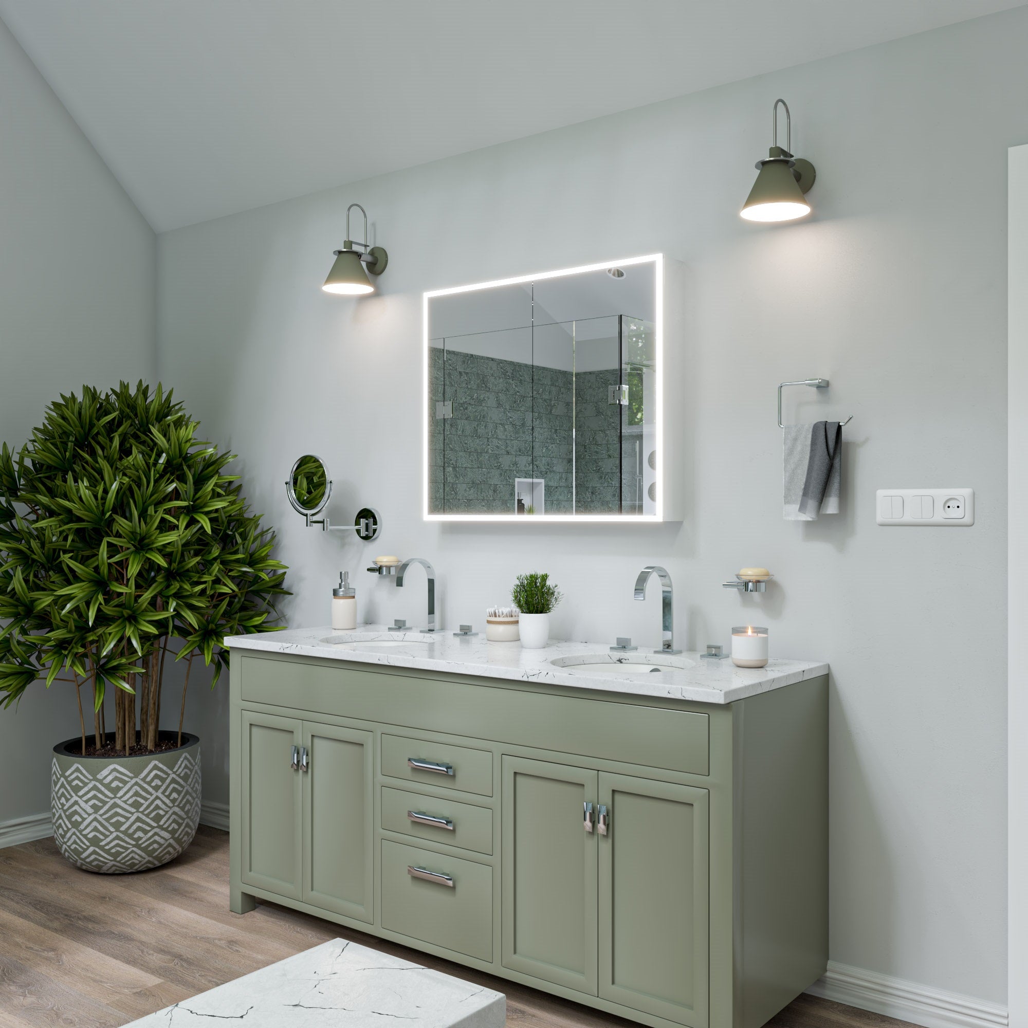 Alternate Image for ALFI brand ABM8WR-PC 8" Round Wall Mounted 5x Magnify Cosmetic Mirror