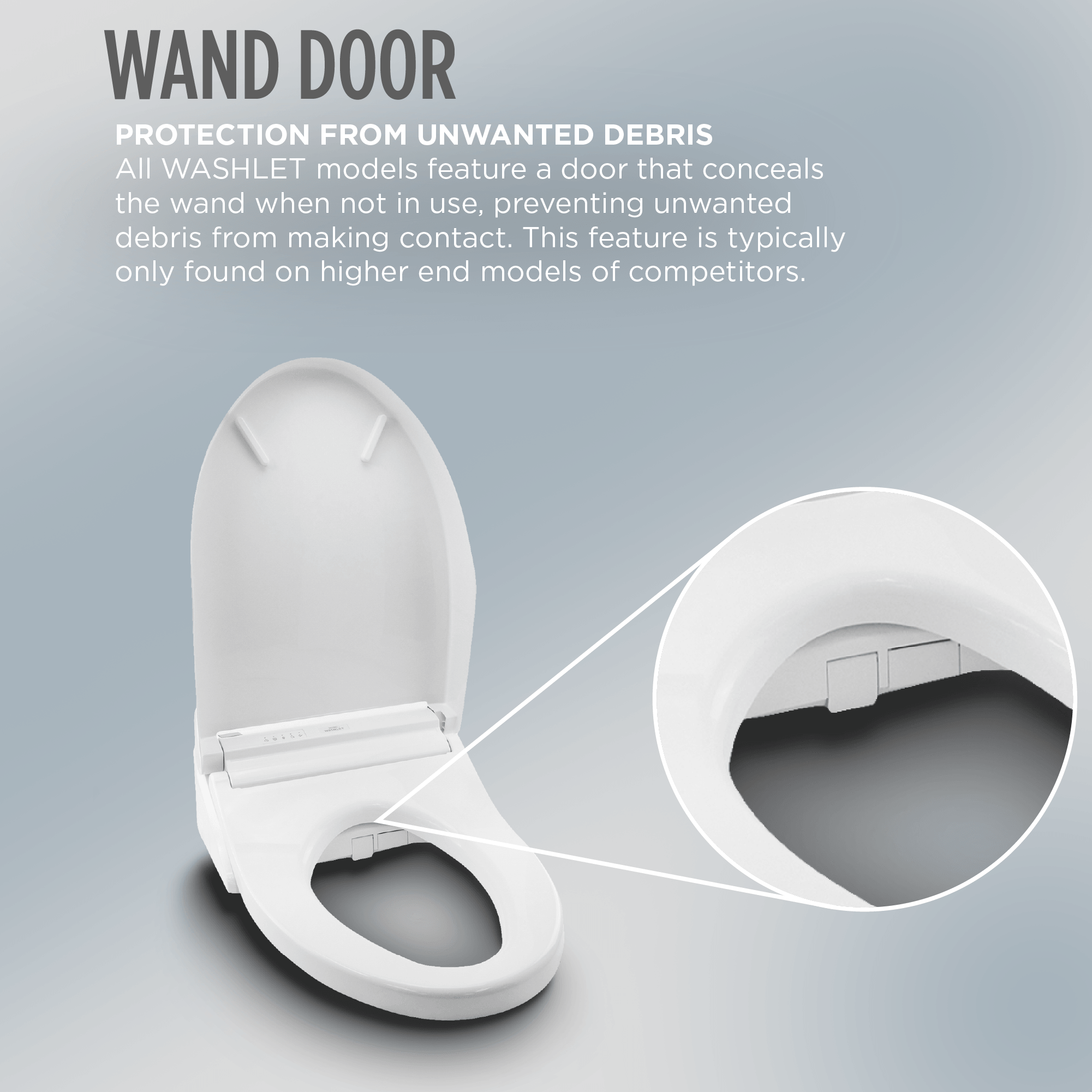Alternate Image for TOTO S7A WASHLET+ Electronic Bidet Toilet Seat with EWATER+ Bowl and Wand Cleaning, Auto Open and Close Contemporary Lid, Elongated, Cotton White, Plastic, SW4736AT40#01