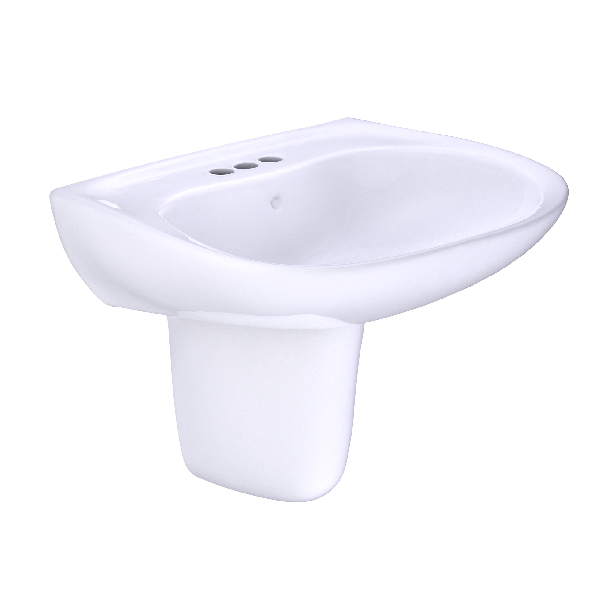 Alternate Image for TOTO Prominence Oval Wall-Mount Bathroom Sink with CEFIONTECT and Shroud for 4 Inch Center Faucets, Cotton White, Vitreous China, LHT242.4G#01