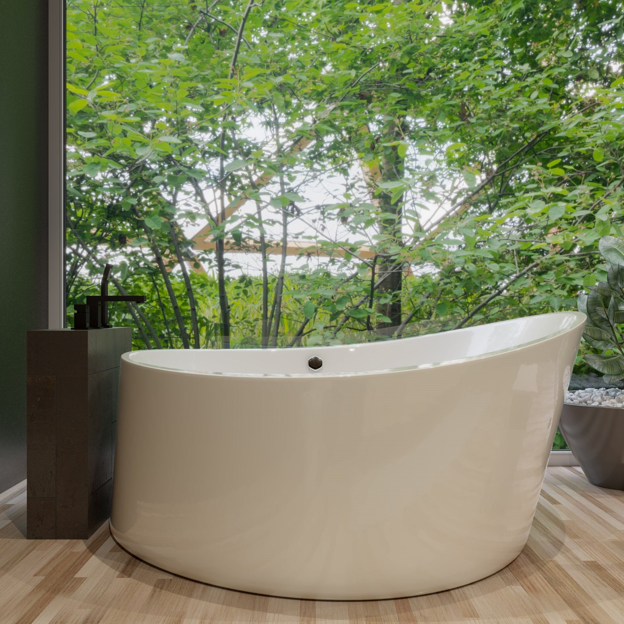 Alternate Image for Eago 66" Acrylic Free Standing Oval Air Bubble Bathtub, White, AM2130