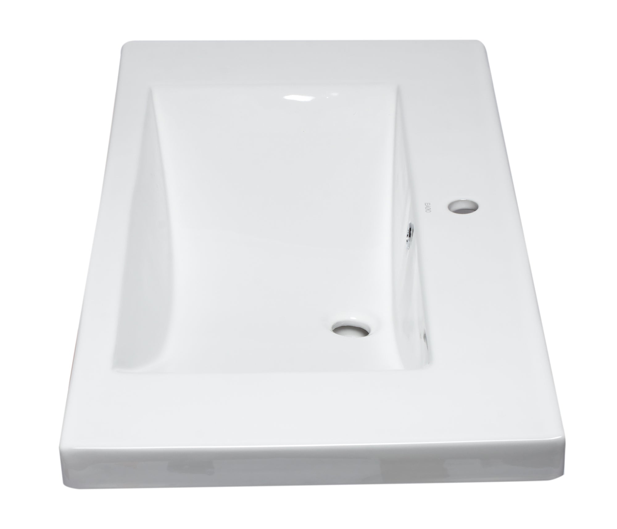 Alternate Image for Eago 39.38" x 19.13" Rectangle Drop In Porcelain Bathroom Sink, White, 1 Faucet Hole, BH002