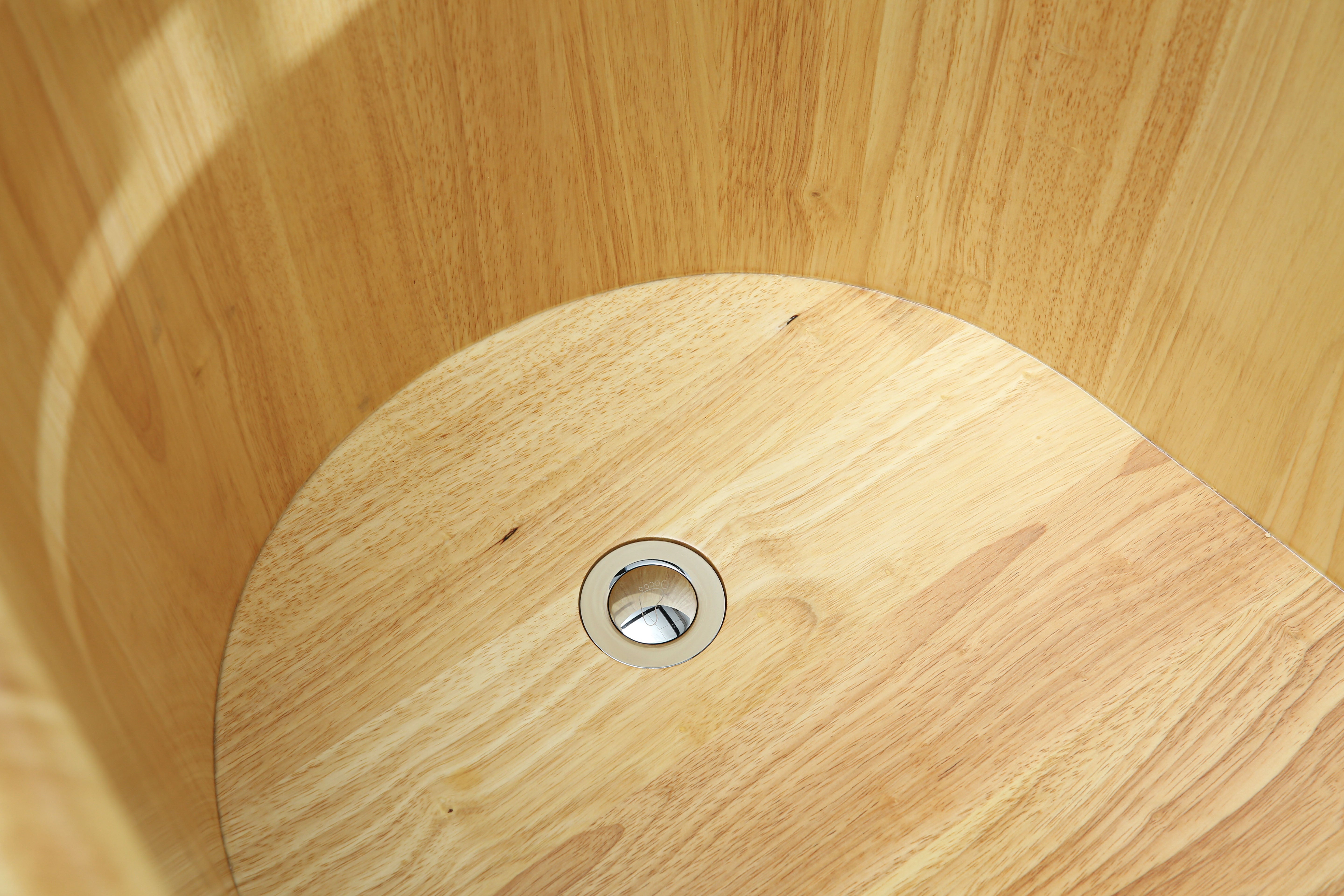 Alternate Image for ALFI brand 61" Rubber Wood Free Standing Oval Bathtub with Cushion Headrest, Natural Wood, AB1163