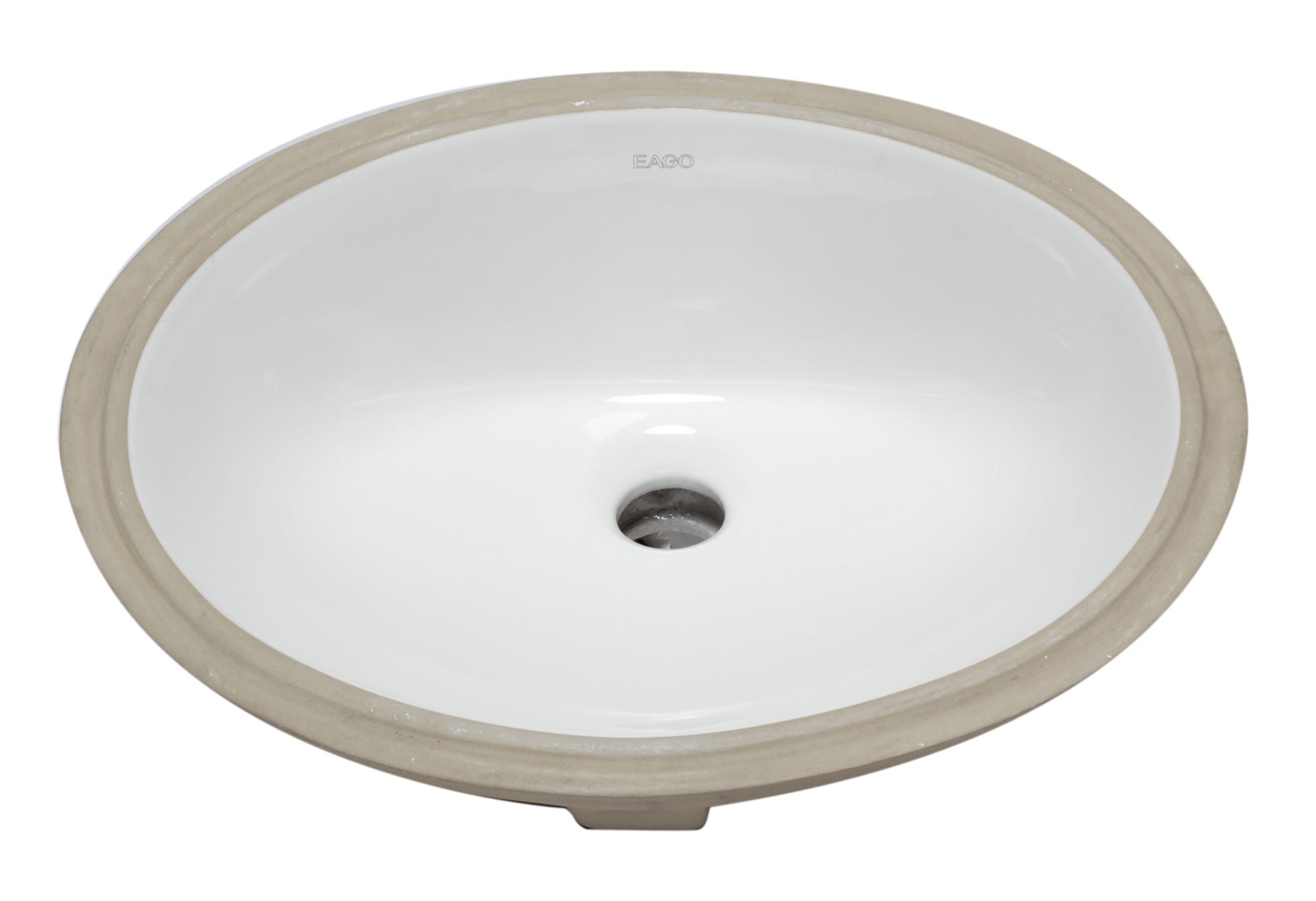 Alternate Image for Eago 17.75" x 15" Oval Under Mount Porcelain Bathroom Sink, White, No Faucet Hole, BC224