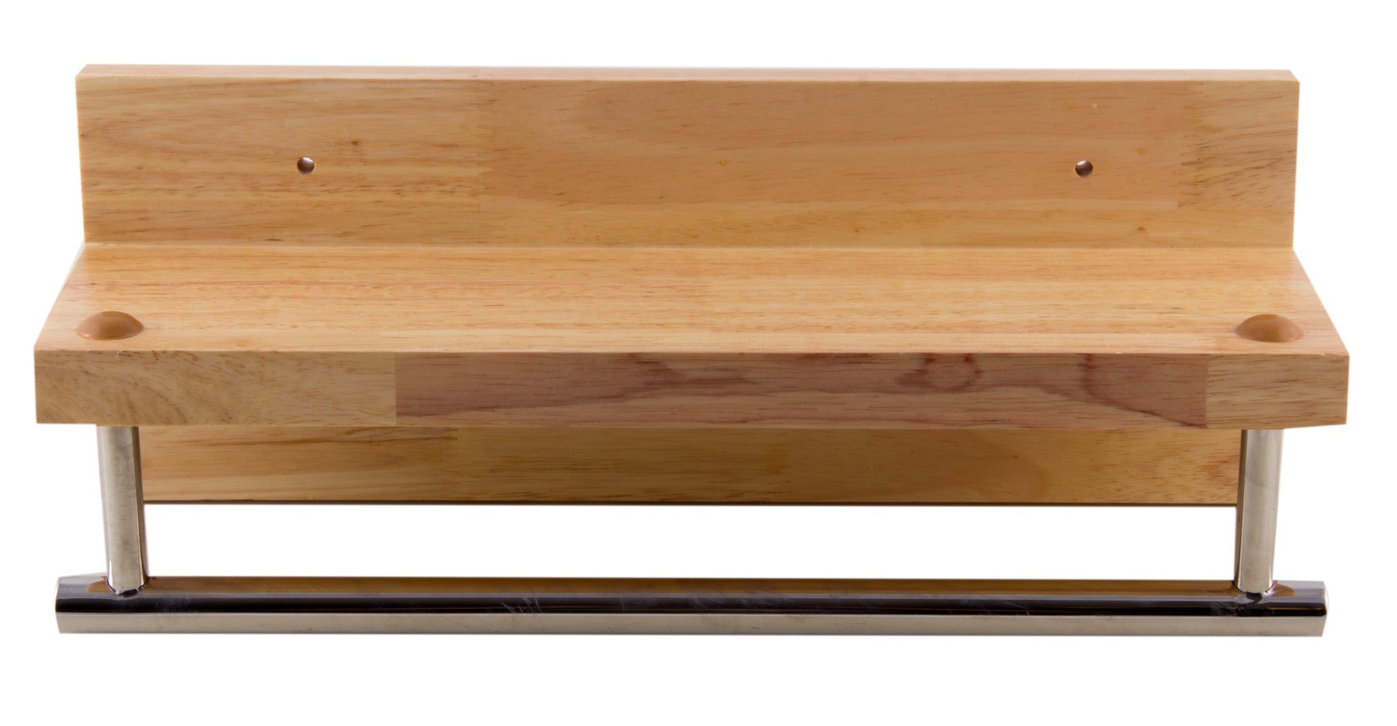 Alternate Image for ALFI brand AB5511 16" Wooden Shelf with Chrome Towel Bar Bathroom Accessory, Rubber Wood, Natural Wood