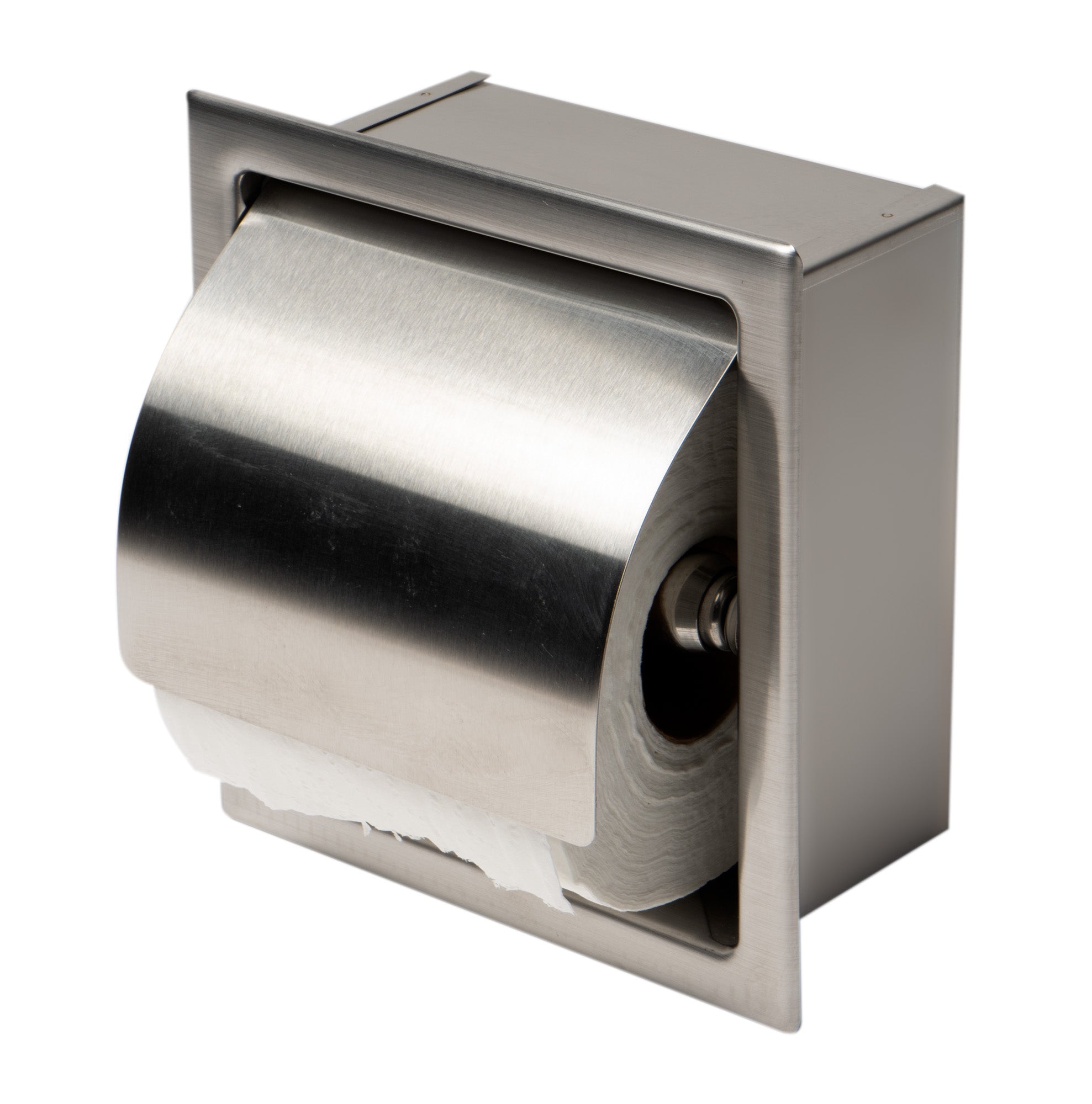 ALFI brand ABTP77-BSS Brushed Stainless Steel Recessed Toilet Paper Holder with Cover, Nickel