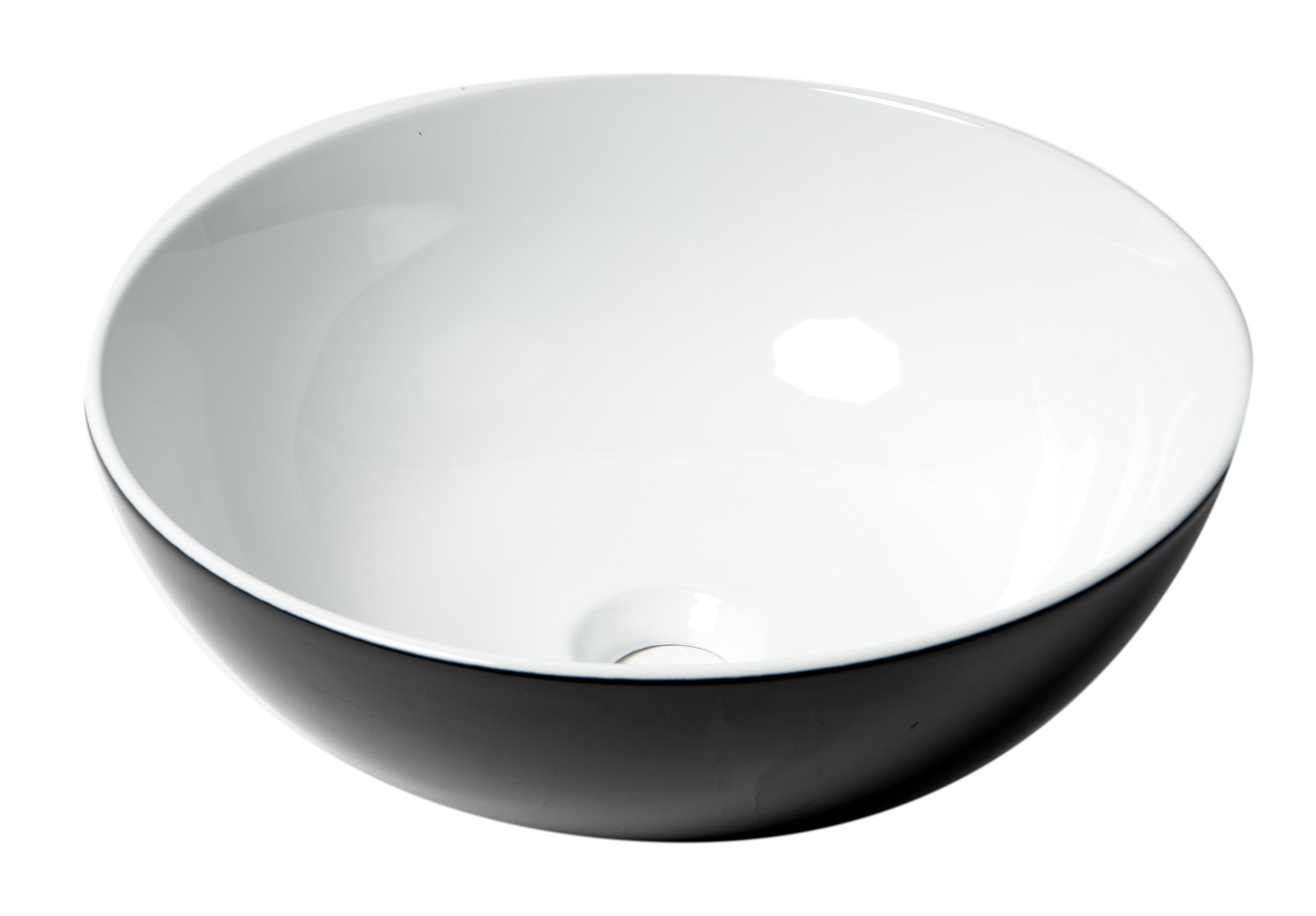 Alternate Image for ALFI brand 15.13" x 15.13" Round Above Mount Porcelain Bathroom Sink, Black & White, No Faucet Hole, ABC906