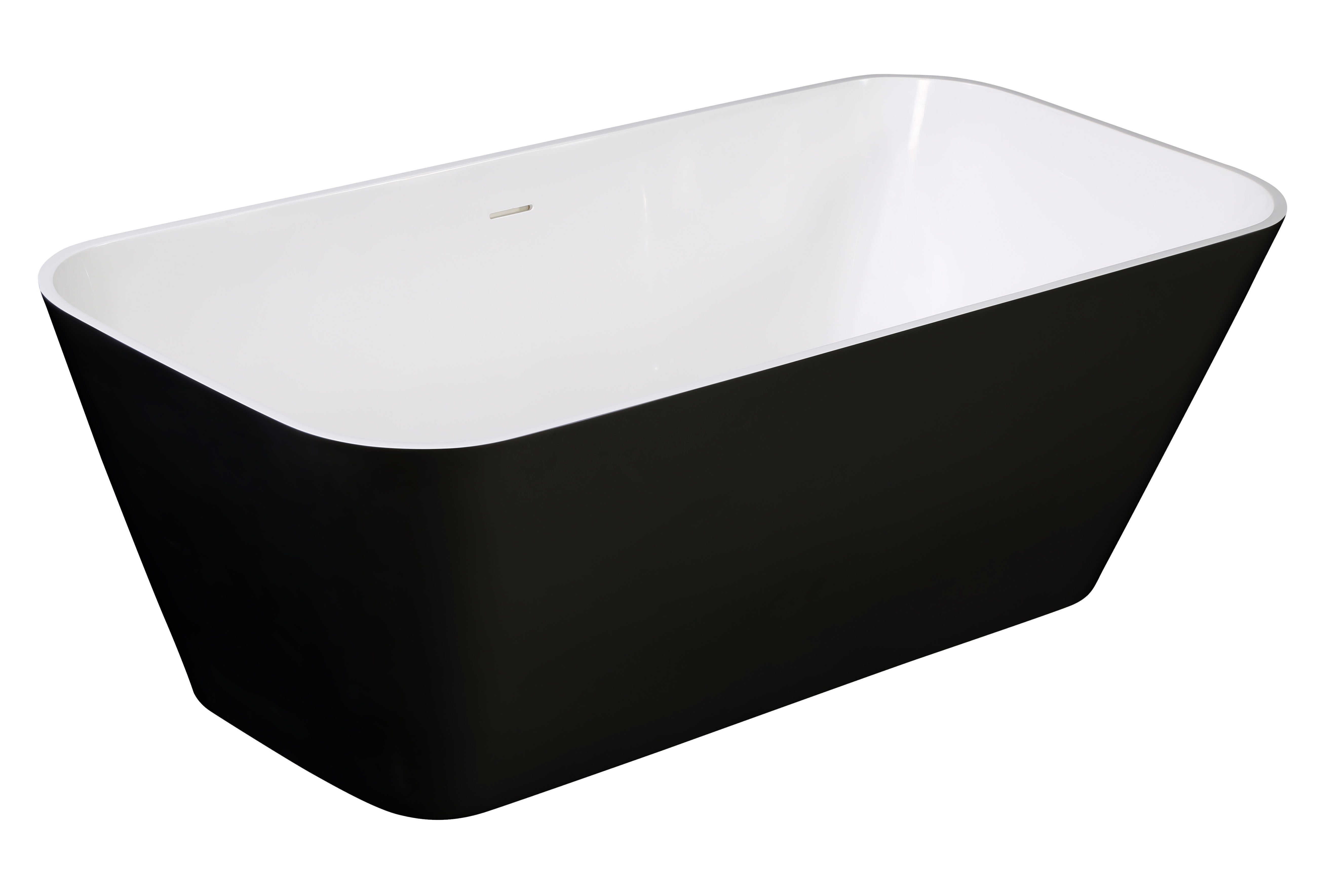 Alternate Image for ALFI brand 68" Solid Surface Resin Free Standing Rectangle Soaking Bathtub, Black & White, AB9952BM