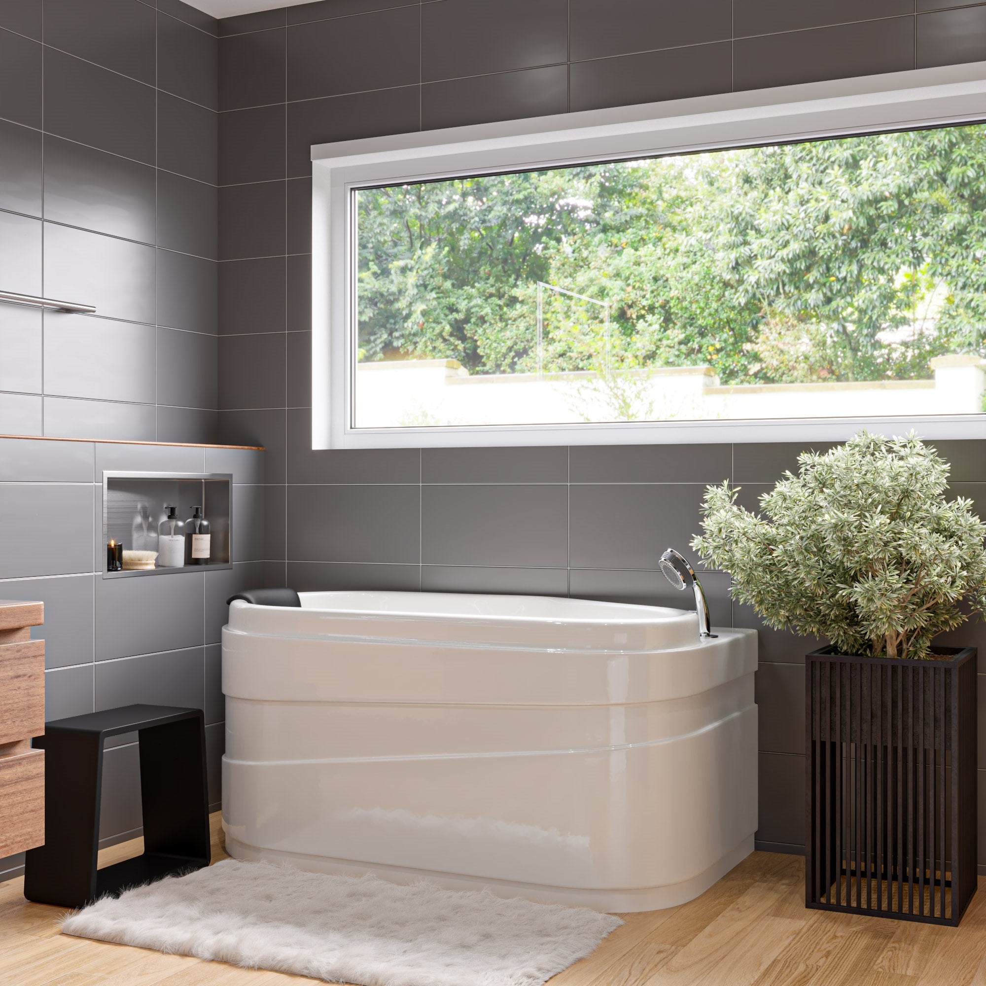 Alternative View of ALFI brand ABST55BM Black Matte Solid Surface Resin Bathroom / Shower Stool