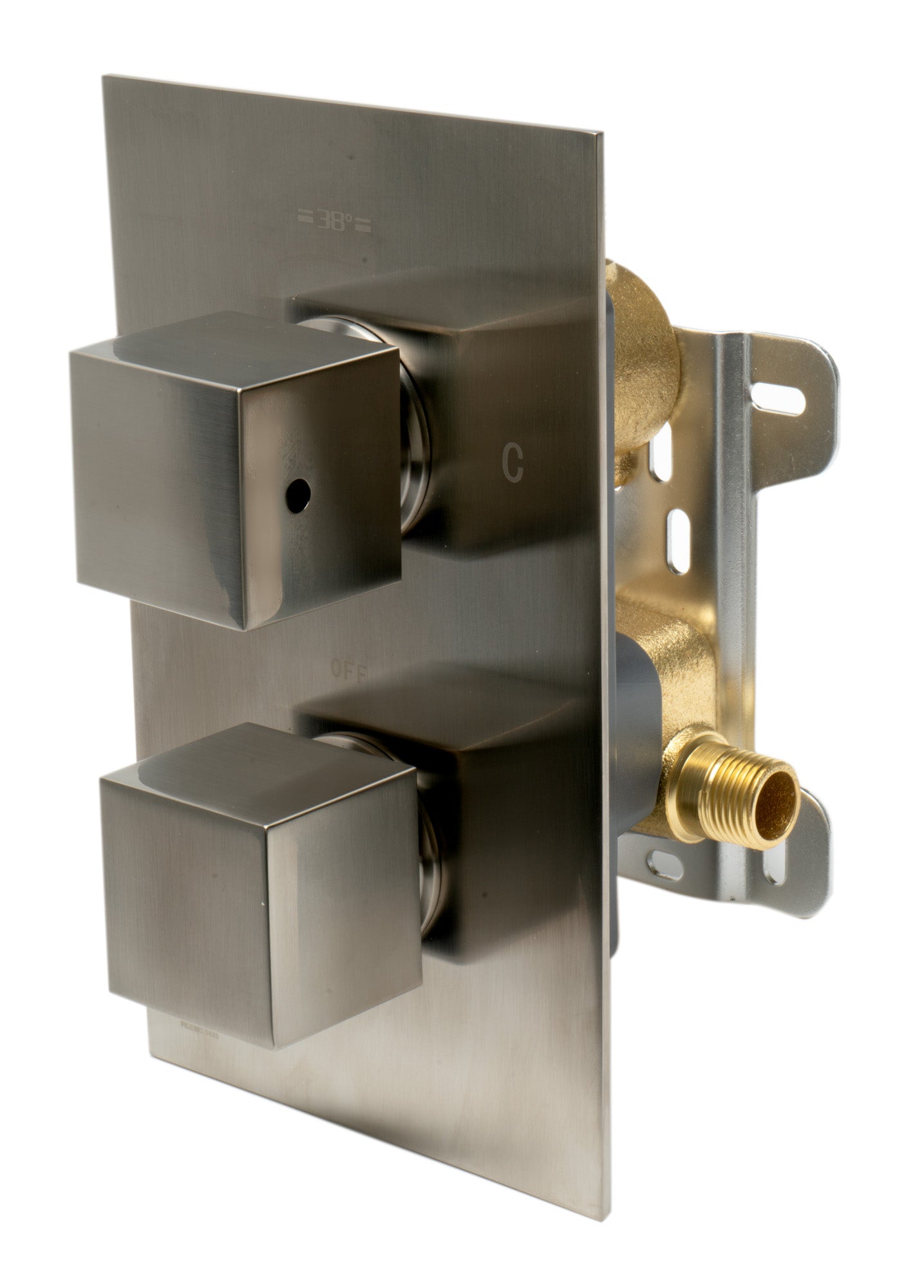 ALFI brand AB2601-BN Brushed Nickel Square Knob 1 Way Thermostatic Shower Mixer, Brass