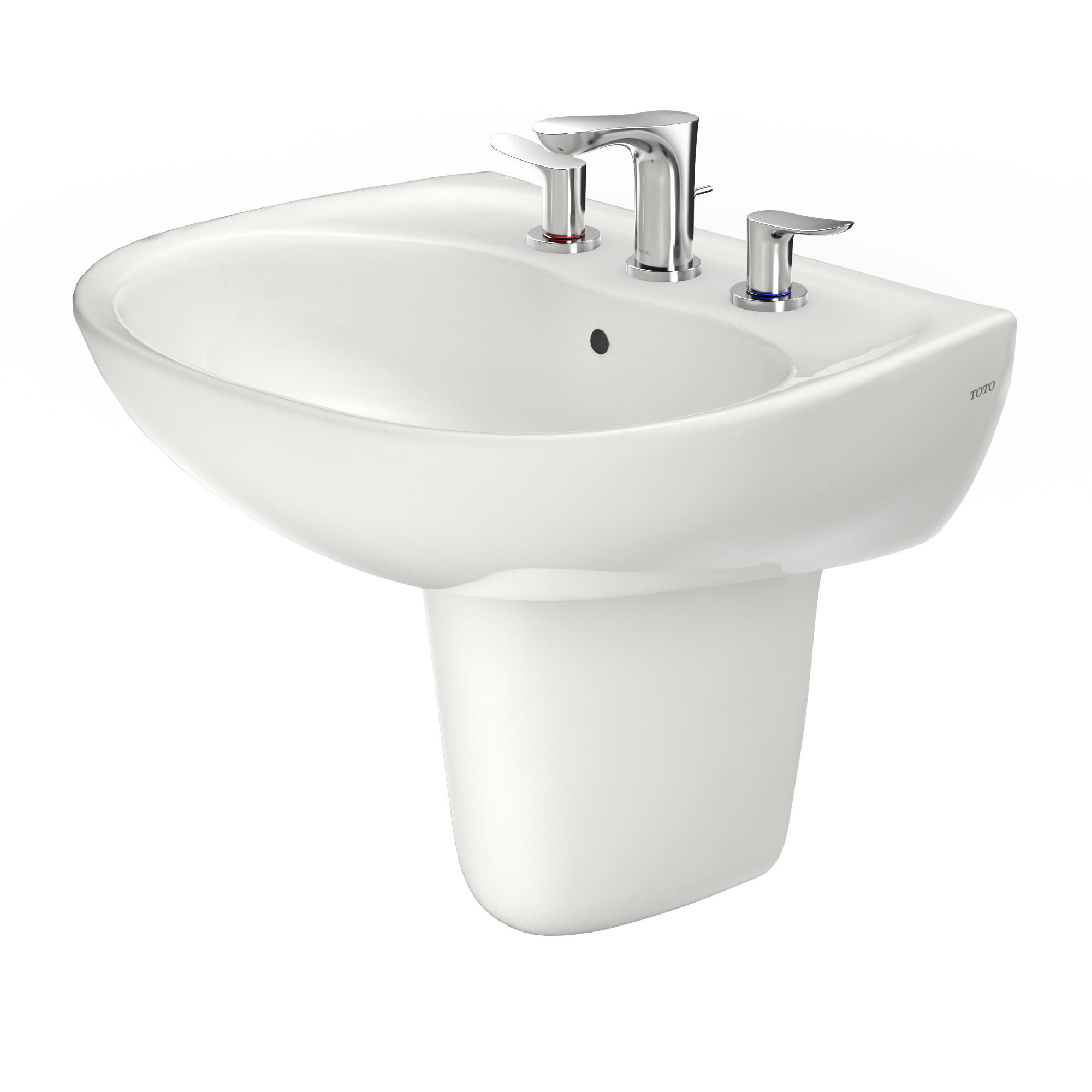 Alternate Image for TOTO Supreme Oval Wall-Mount Bathroom Sink with CEFIONTECT and Shroud for 8 Inch Center Faucets, Colonial White, Vitreous China, LHT241.8G#11
