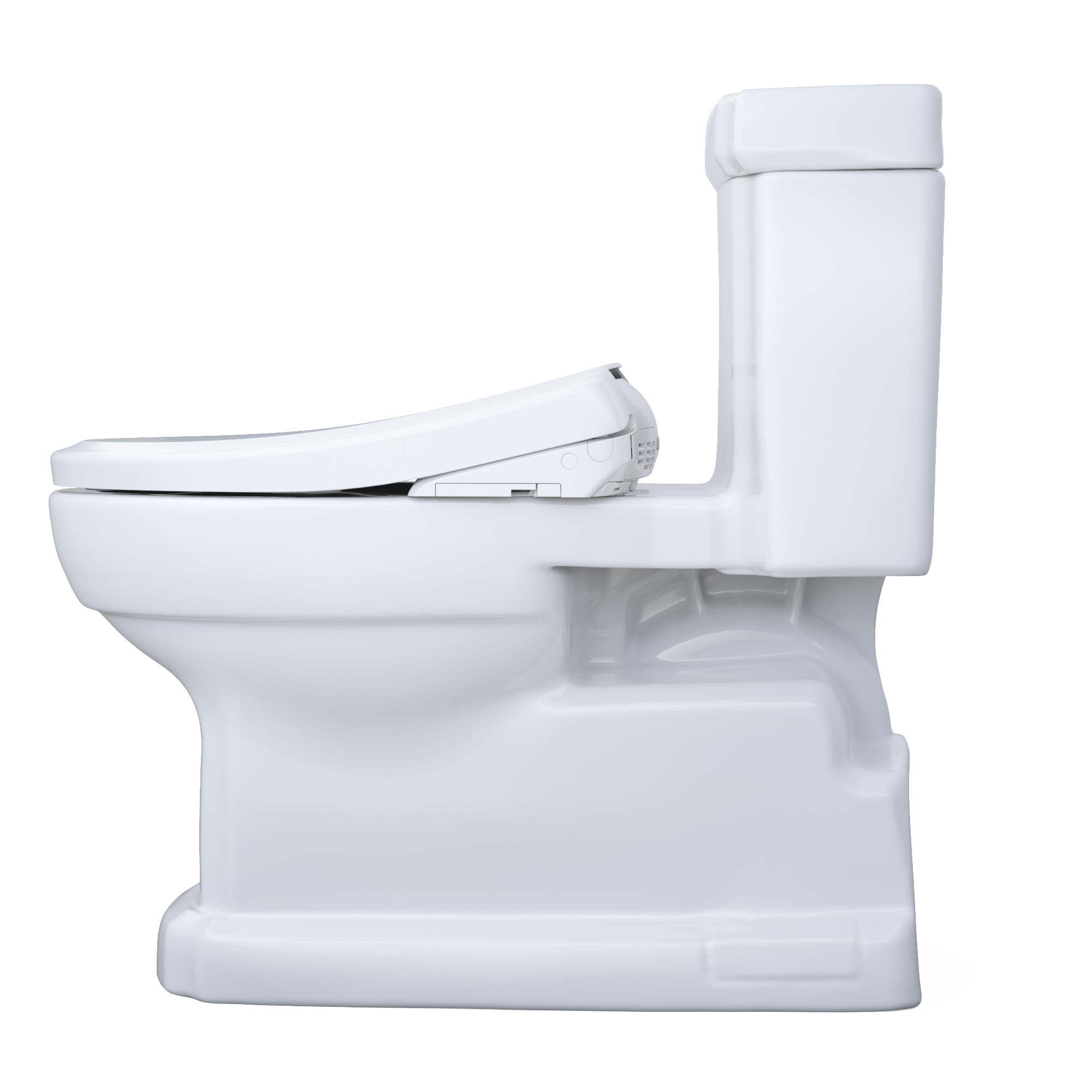 Alternate Image for TOTO WASHLET+ Eco Guinevere Elongated 1.28 GPF Universal Height Toilet, S7A Classic Bidet Seat with AutoFlush and Auto Open/Close, Cotton White, Vitreous China|Plastic, MW9744734CEFGA#01