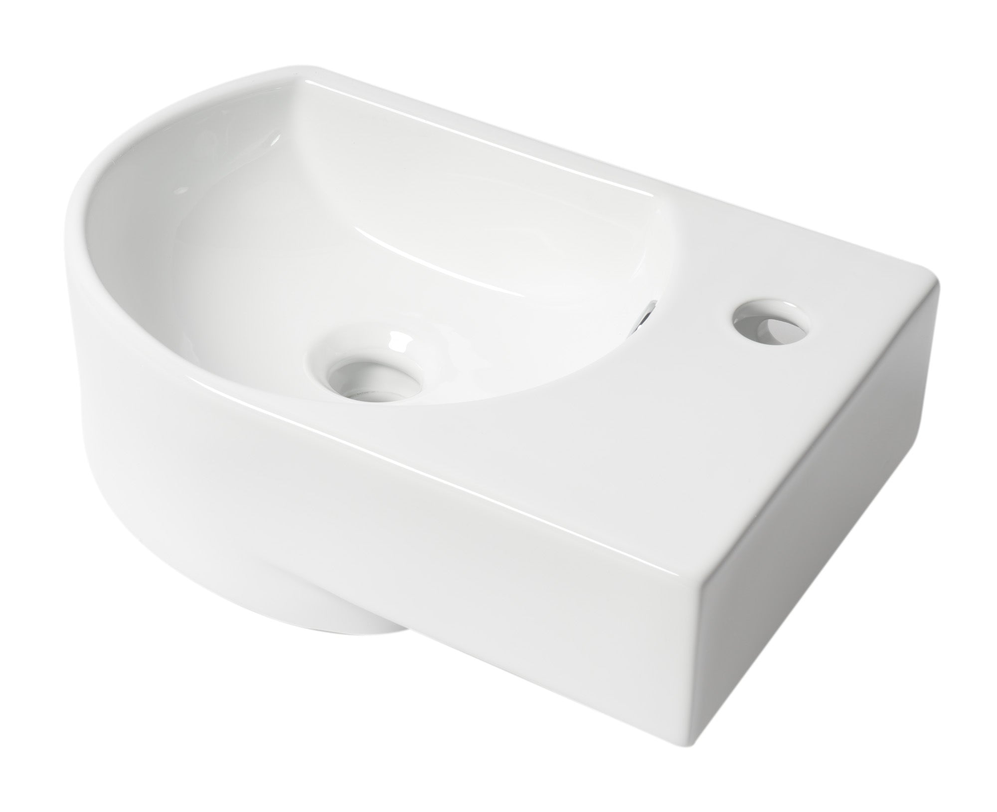 Alternative View of ALFI brand 16" x 10.63" Oval Wall Mount Porcelain Bathroom Sink, White, 1 Faucet Hole, ABC119
