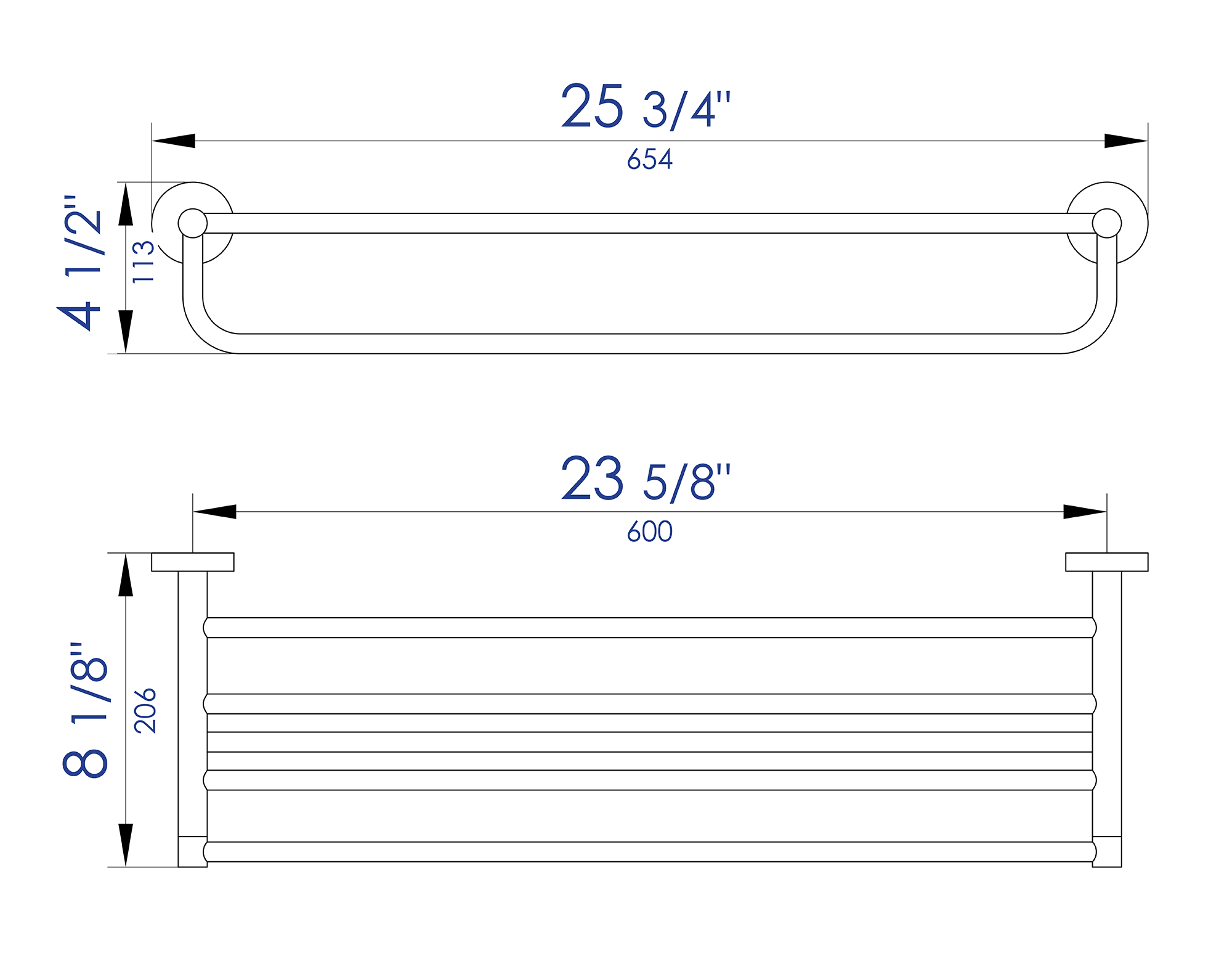 Alternative View of ALFI brand AB9538-PC Polished Chrome 26 inch Towel Bar & Shelf Bathroom Accessory, Brass