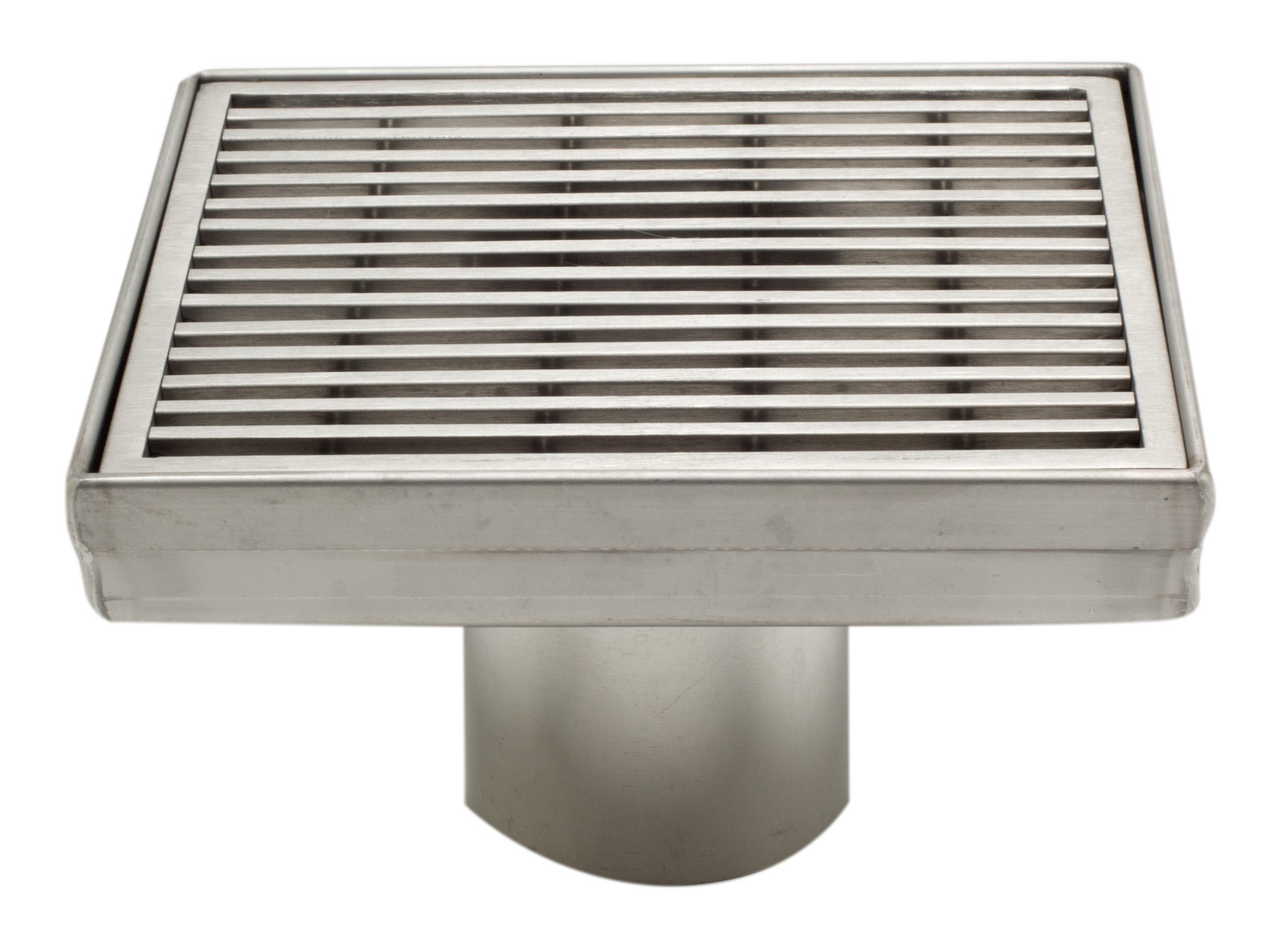 ALFI brand ABSD55D 5" x 5" Square Stainless Steel Shower Drain with Groove Lines, Grey