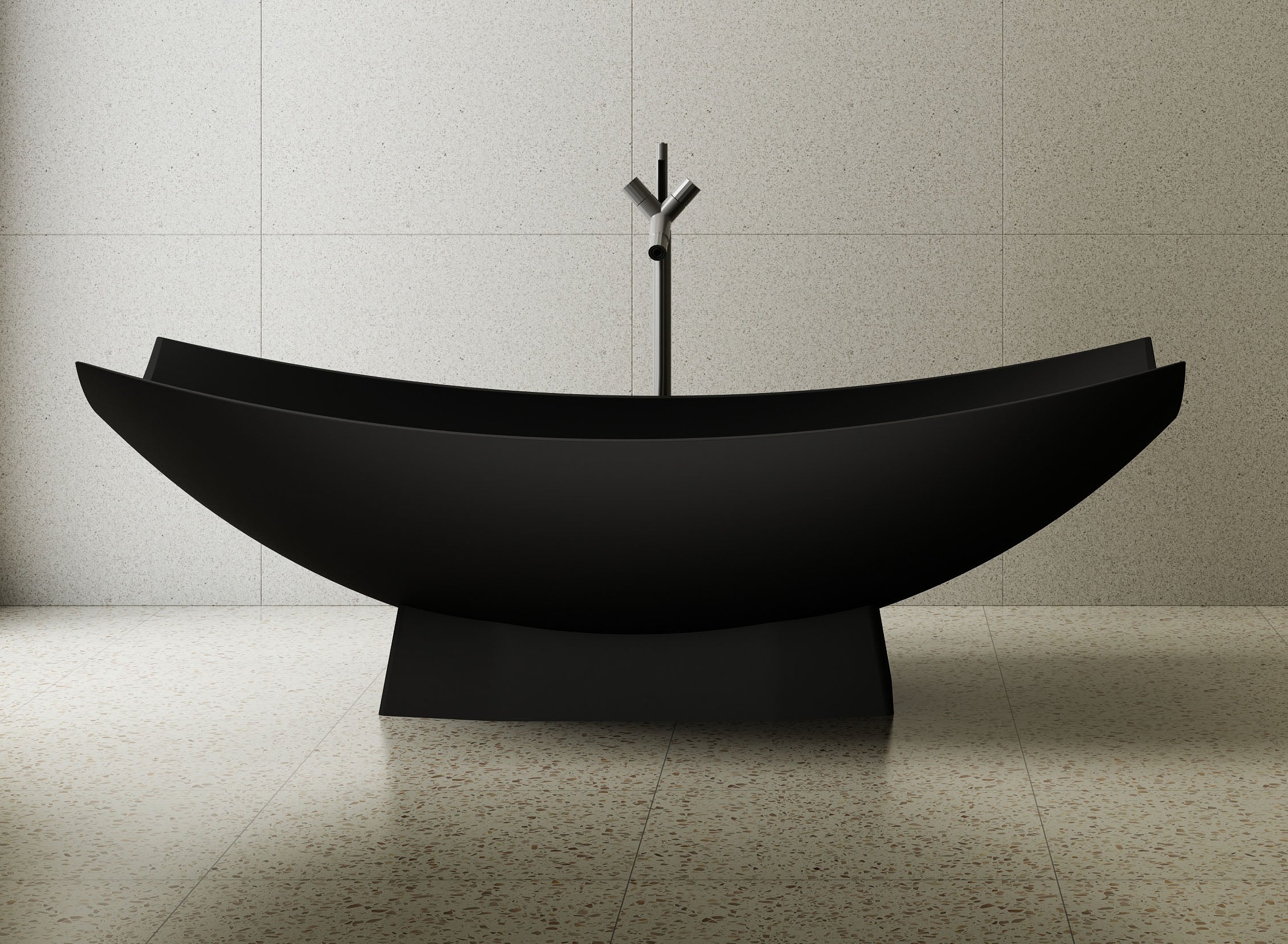 Alternate Image for ALFI brand 71" Solid Surface Resin Free Standing Oval Bathtub, Hammock Style, Black Matte, AB9992BM