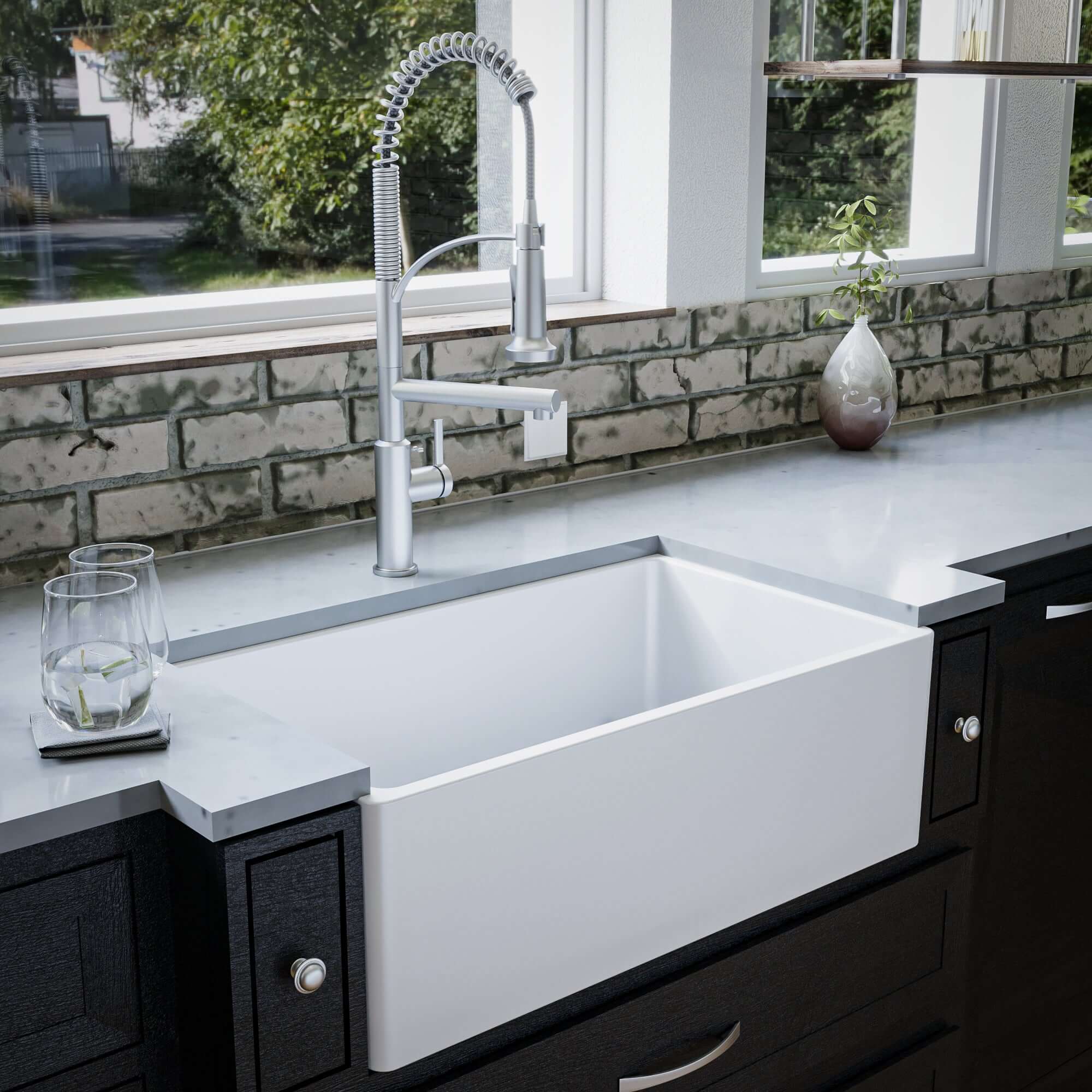 Alternate Image for Karran Fireclay 30" Fireclay Farmhouse Sink with Accessories, White, FCP30SBWH