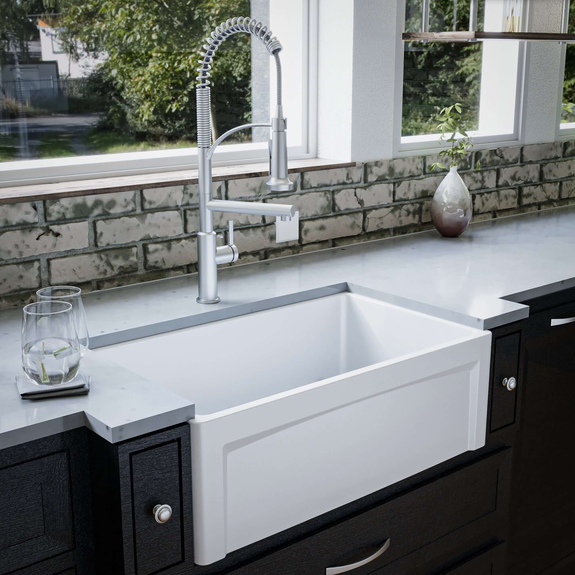 Alternate Image for Karran Fireclay 30" Fireclay Farmhouse Sink with Accessories, White, FCP30SBWH