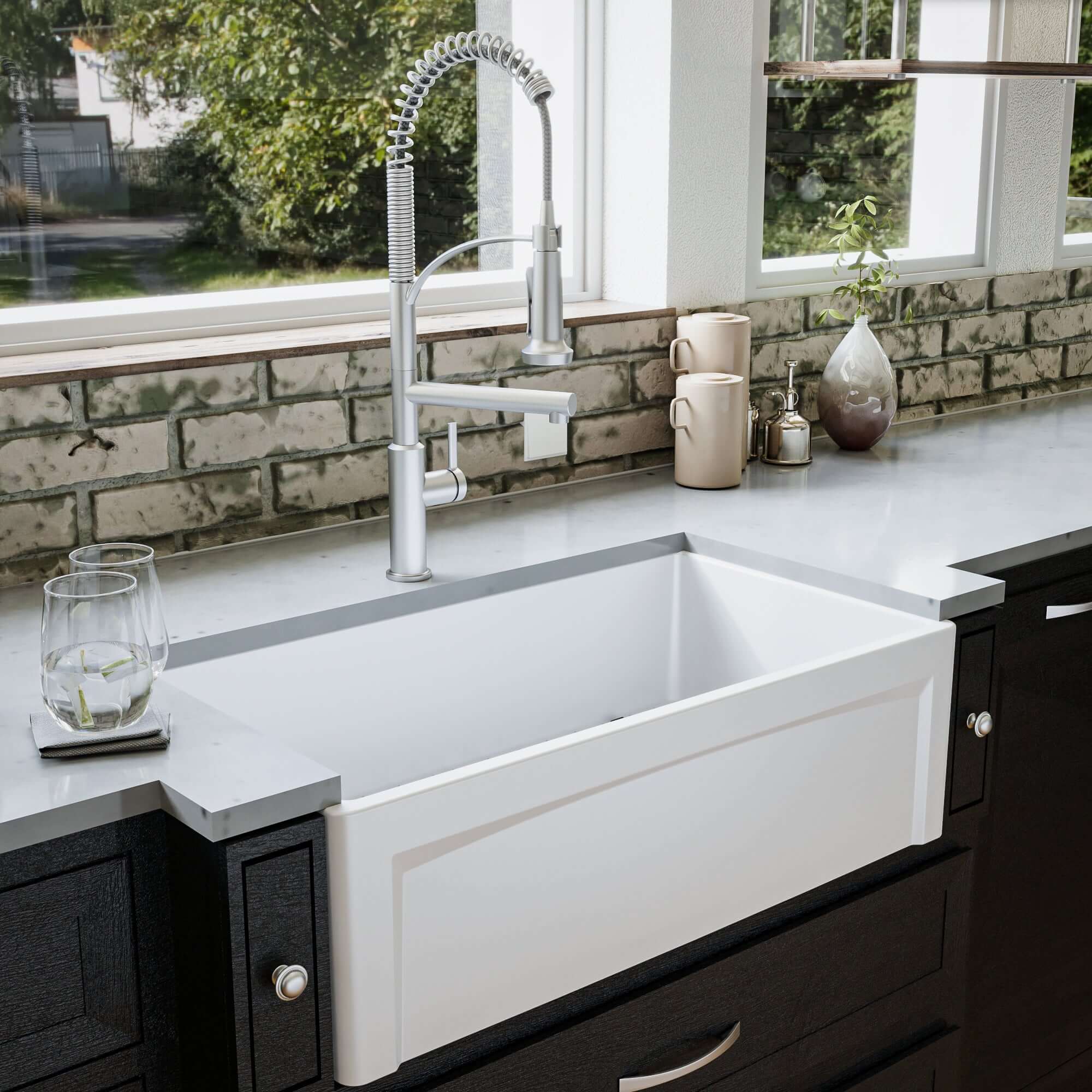 Alternate Image for Karran Fireclay 33" Fireclay Farmhouse Sink with Accessories, White, FCP33SBWH