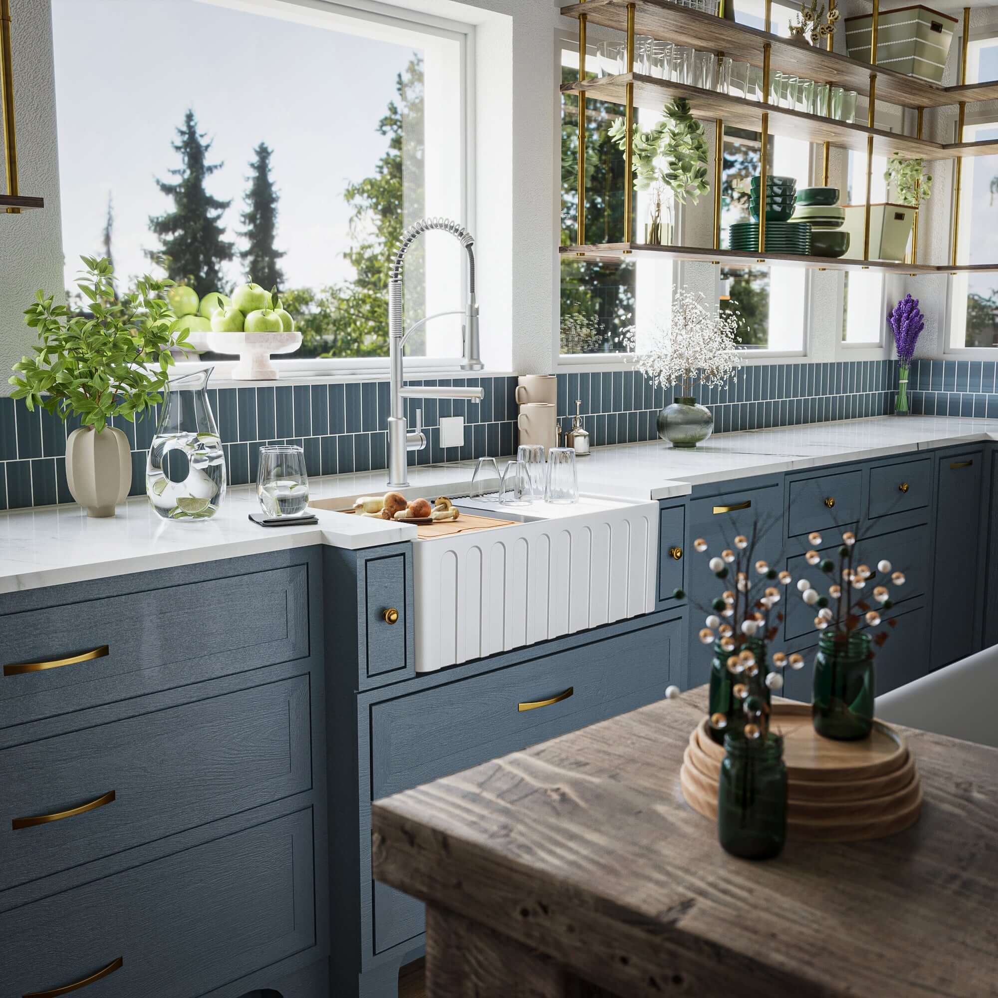 Alternate Image for Karran Fireclay 30" Fireclay Workstation Farmhouse Sink with Accessories, White, FCWSF30SBWH-PK1