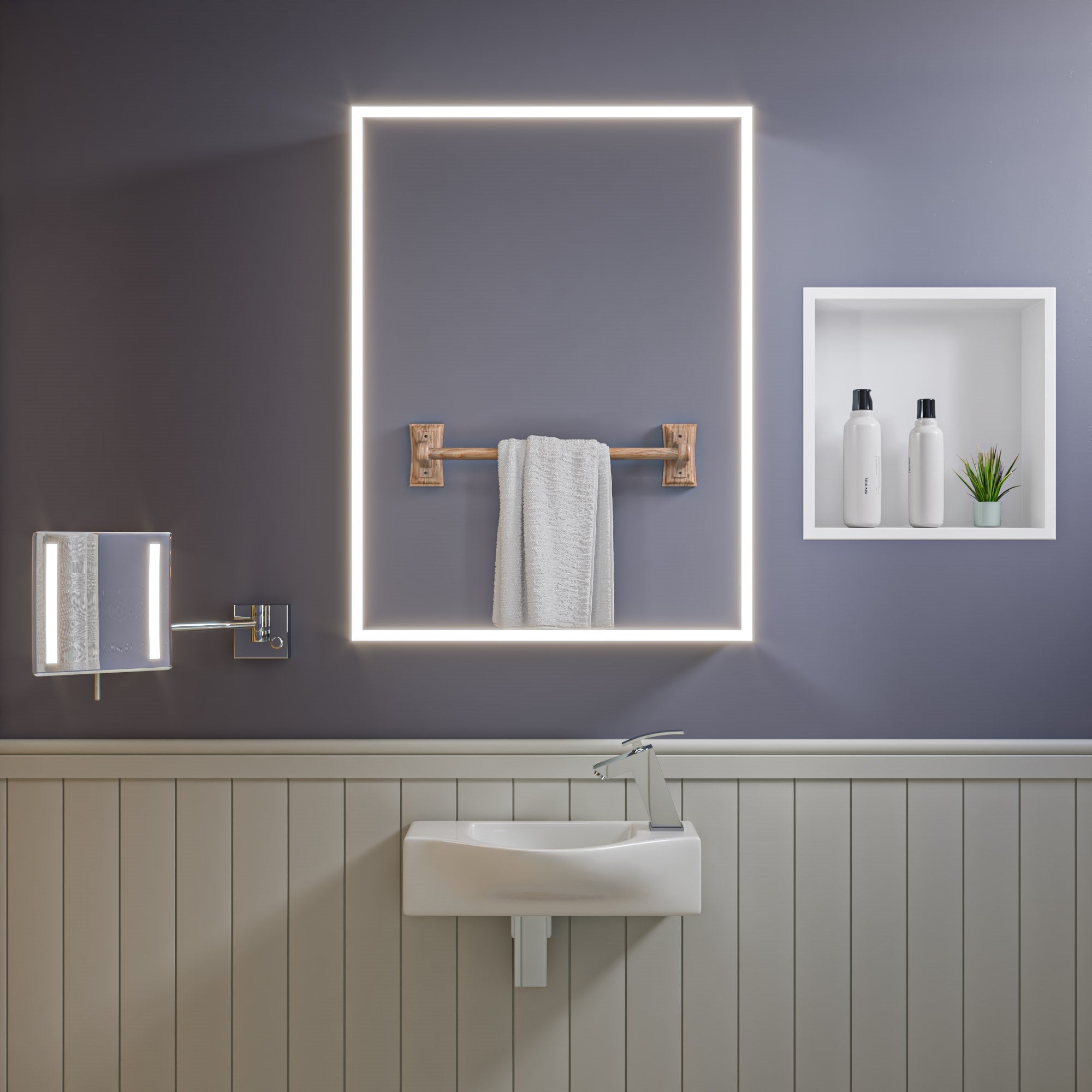 Alternative View of ALFI brand 17.75" x 9.88" Rectangle Wall Mount Porcelain Bathroom Sink, White, 1 Faucet Hole, ABC114