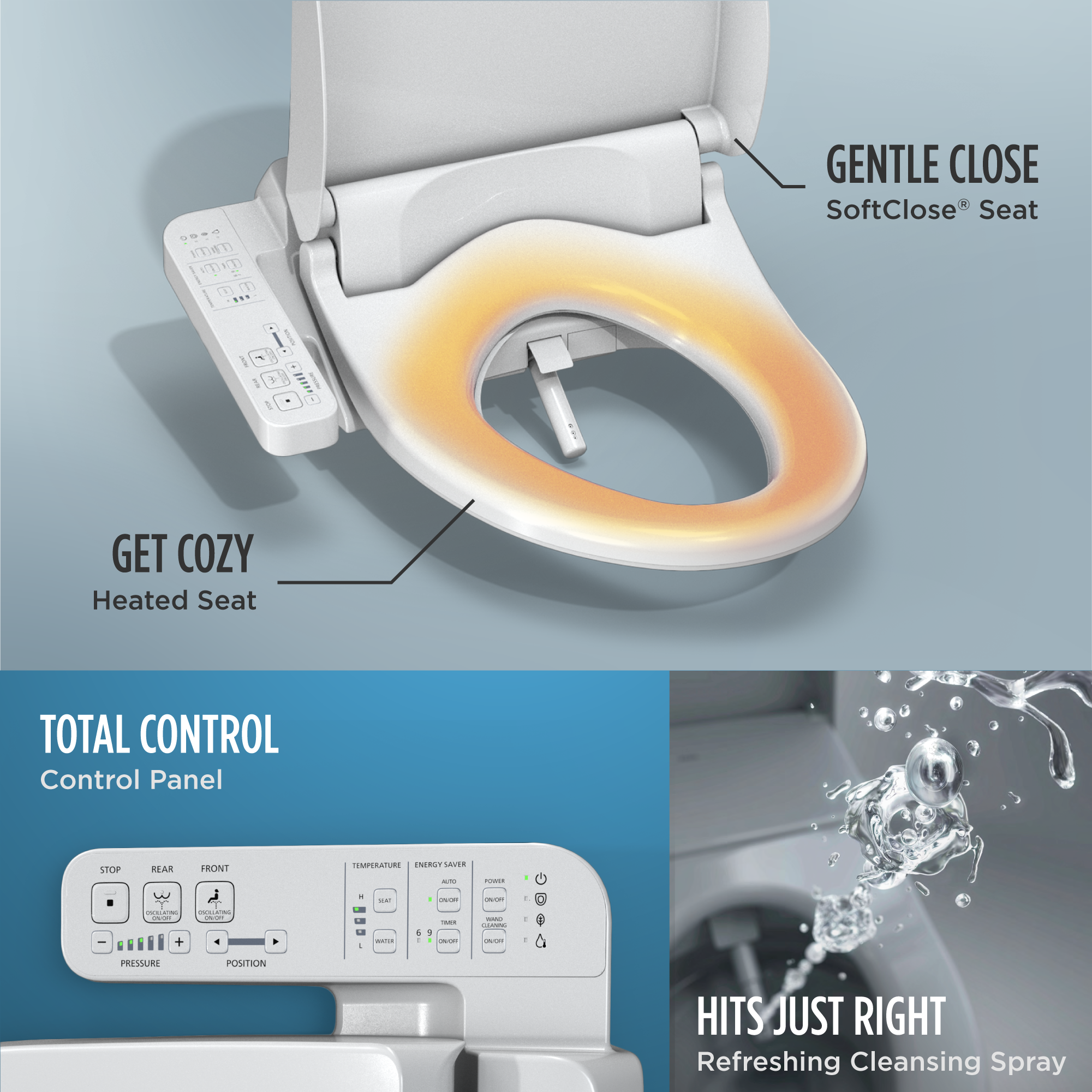 TOTO WASHLET A2 Electronic Bidet Toilet Seat with Heated Seat and SoftClose Lid, Elongated, Cotton White, Plastic, SW3004#01