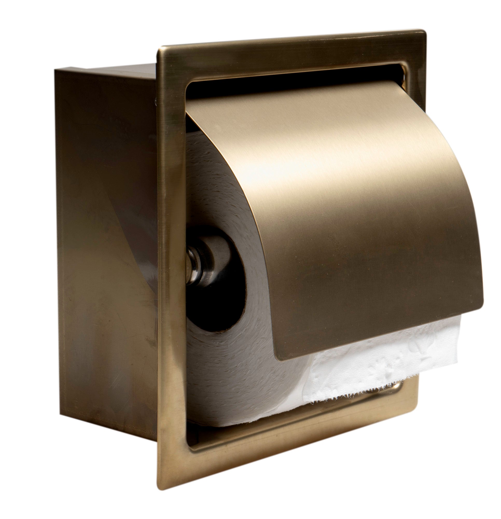 ALFI brand ABTPP77-BG PVD Brushed Gold Stainless Steel Recessed Toilet Paper Holder with Cover