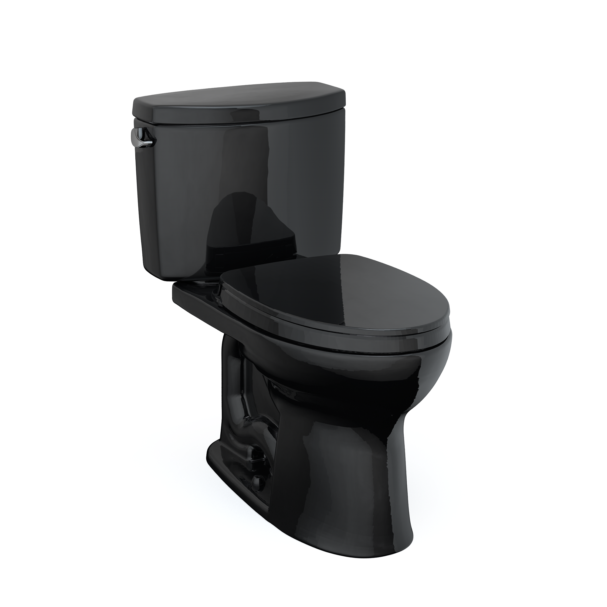 TOTO Drake II Two-Piece Elongated 1.28 GPF Universal Height Toilet with SS124 SoftClose Seat, WASHLET+ Ready, Ebony, Vitreous China|Plastic, MS454124CEF#51