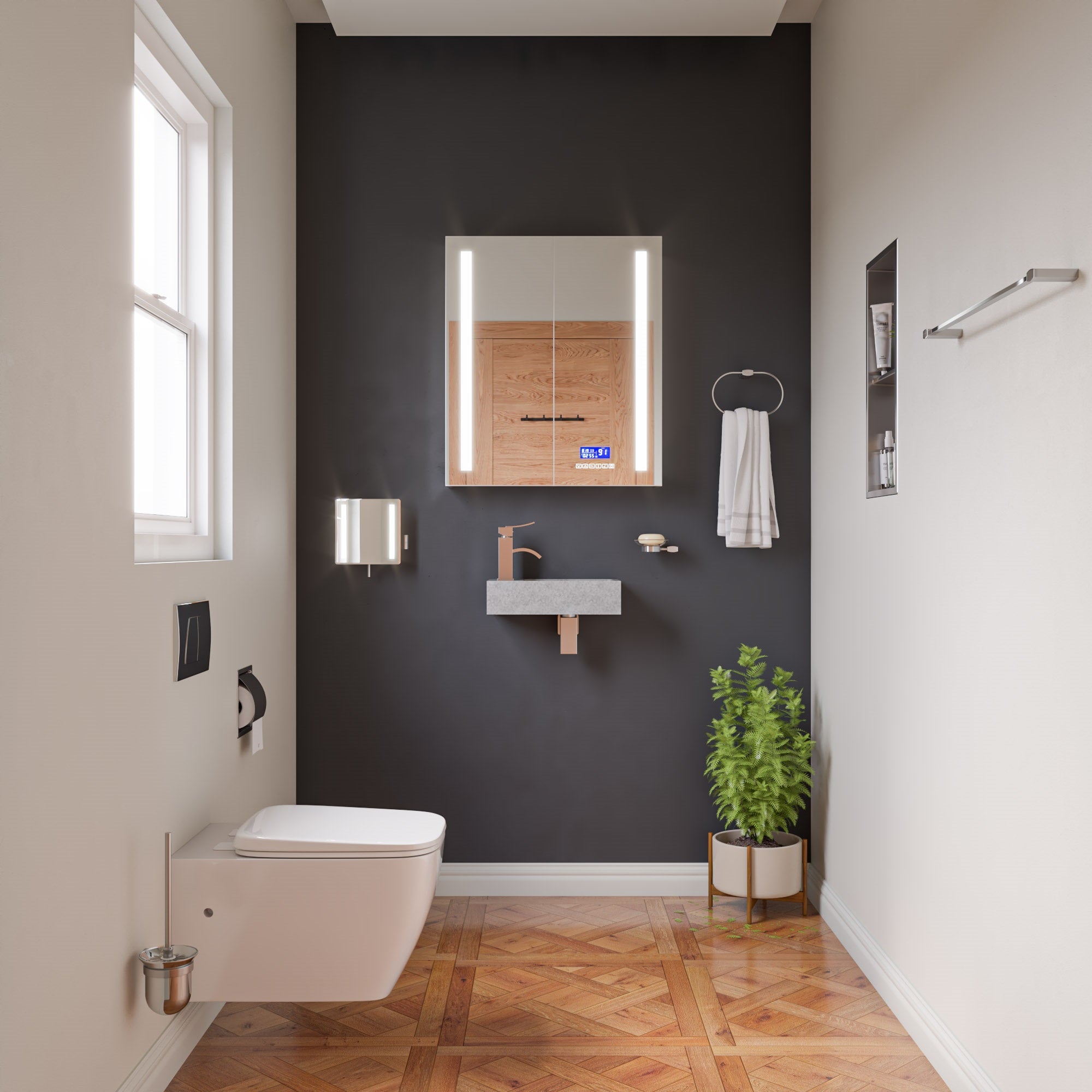 Alternate Image for ALFI brand ABN1224-BSS 12 x 24 Brushed Stainless Steel Vertical Double Shelf Bath Shower Niche, 20 Gauge