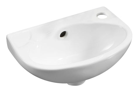 ALFI brand 14.13" x 9.5" Oval Wall Mount Porcelain Bathroom Sink, White, 1 Faucet Hole, ABC118