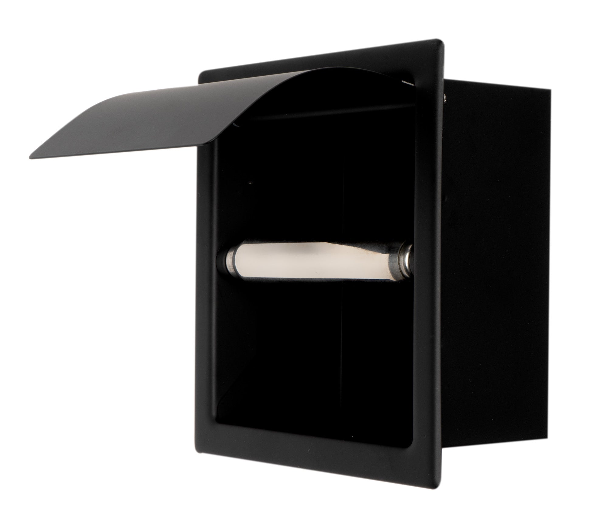 Alternate Image for ALFI brand ABTPC77-BLA Black Matte Stainless Steel Recessed Toilet Paper Holder with Cover