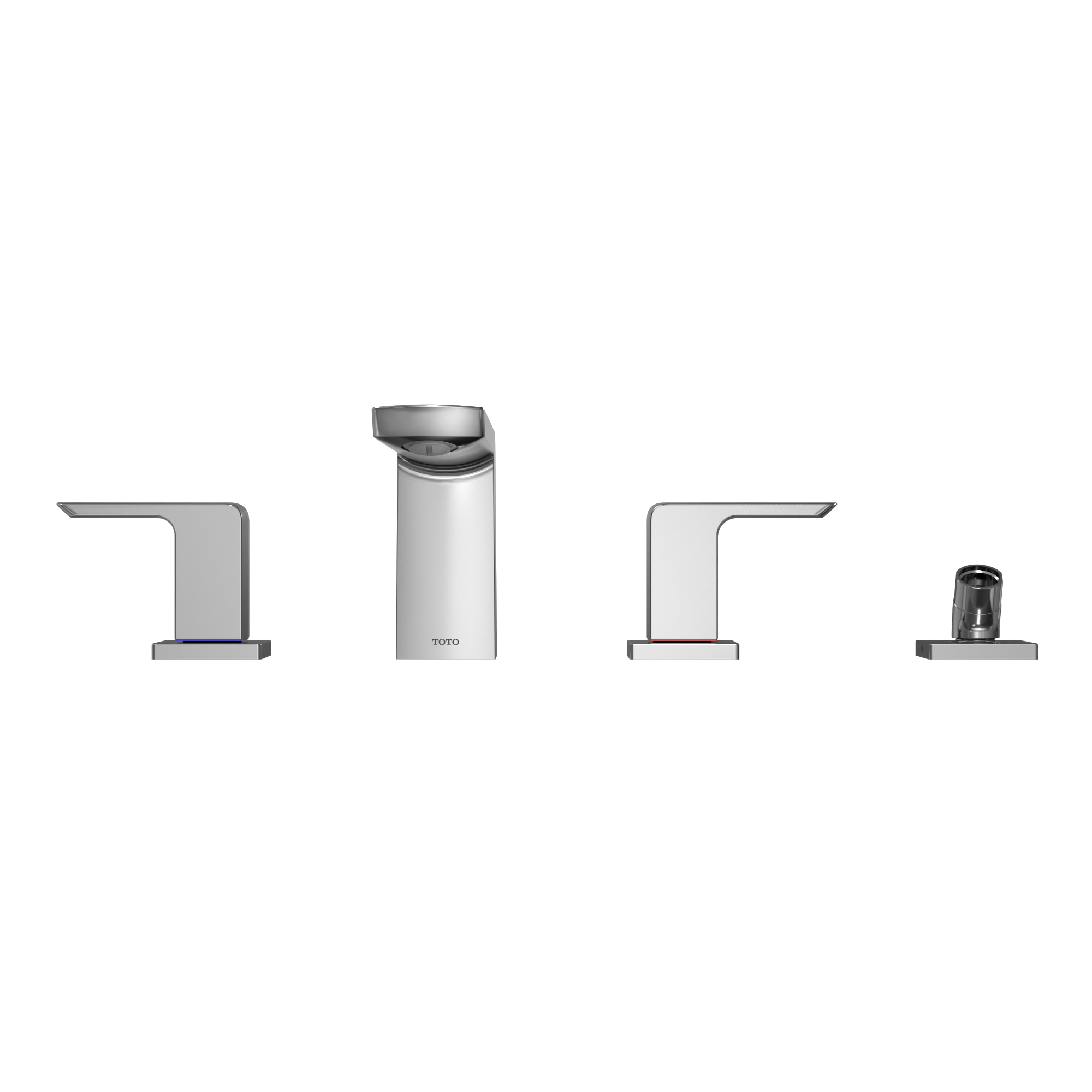 TOTO GR Two-Handle Deck-Mount Roman Tub Filler Trim with Handshower, Polished Chrome, Brass, TBG02202U#CP