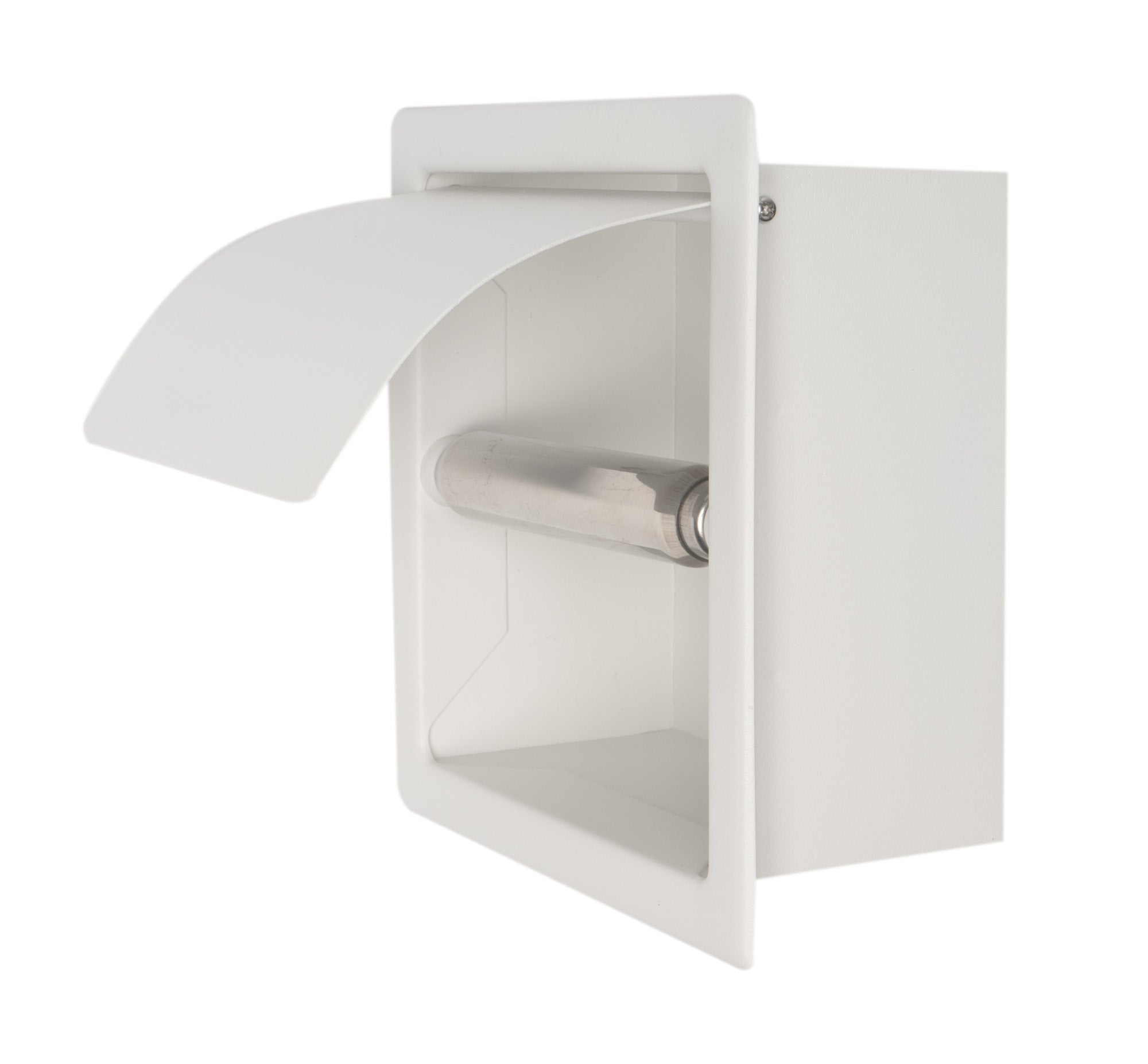 Alternate Image for ALFI brand ABTPC77-W White Matte Stainless Steel Recessed Toilet Paper Holder with Cover