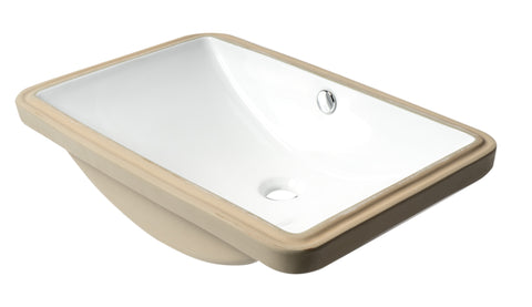 ALFI brand 23.25" x 16.75" Rectangle Under Mount Porcelain Bathroom Sink, White, No Faucet Hole, ABC603