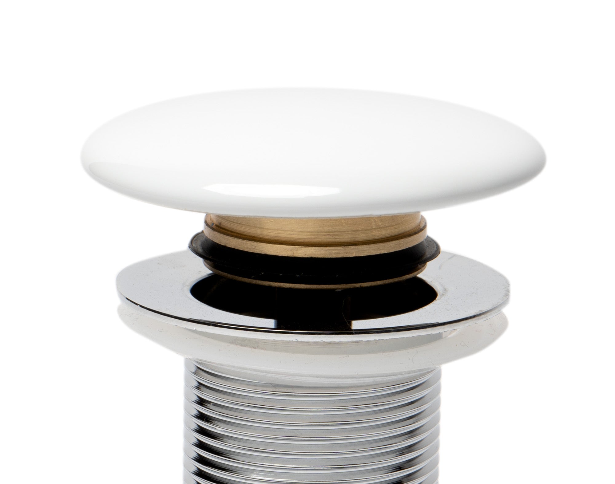 Alternate Image for ALFI brand Brass, AB8055-W White Ceramic Mushroom Top Pop Up Drain for Sinks without Overflow