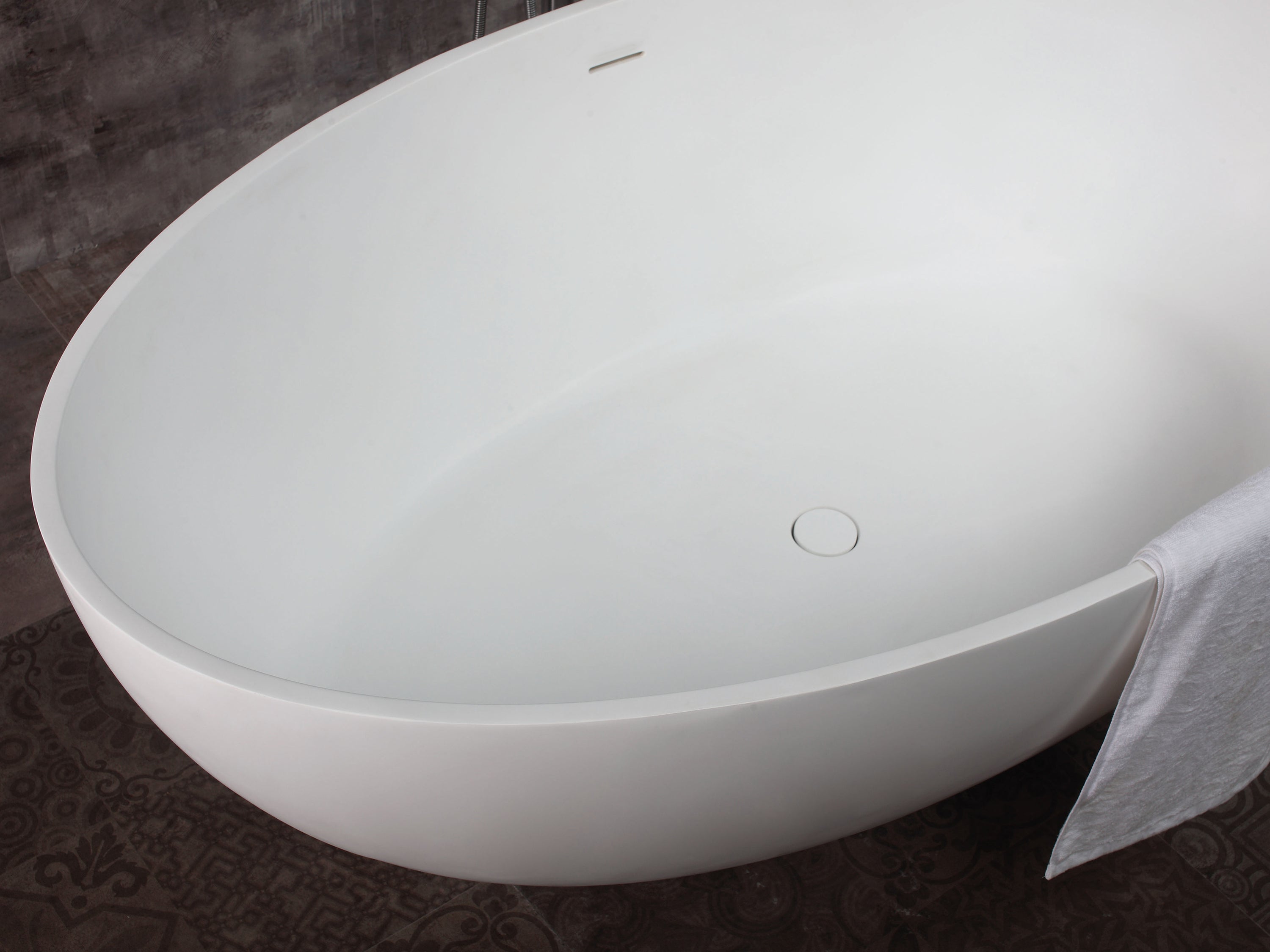Alternate Image for ALFI brand 67" Solid Surface Smooth Resin Free Standing Oval Soaking Bathtub, White Matte, AB9941