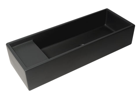 ALFI brand 39.4" x 14.6" Rectangle Above Mount or Semi Recessed Fireclay Bathroom Sink, Black Matte, No Faucet Hole, AB39TRBM