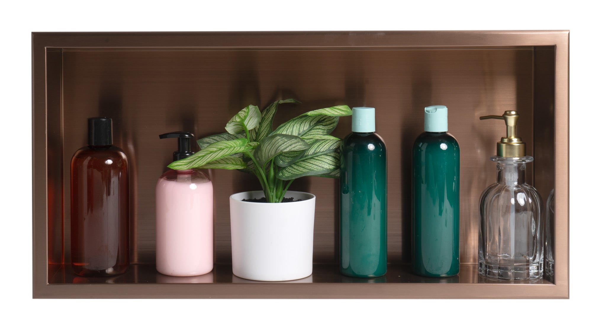 Alternate Image for ALFI brand ABNP2412-BC 24" x 12" Brushed Copper PVD Stainless Steel Horizontal Single Shelf Shower Niche, 20 Gauge