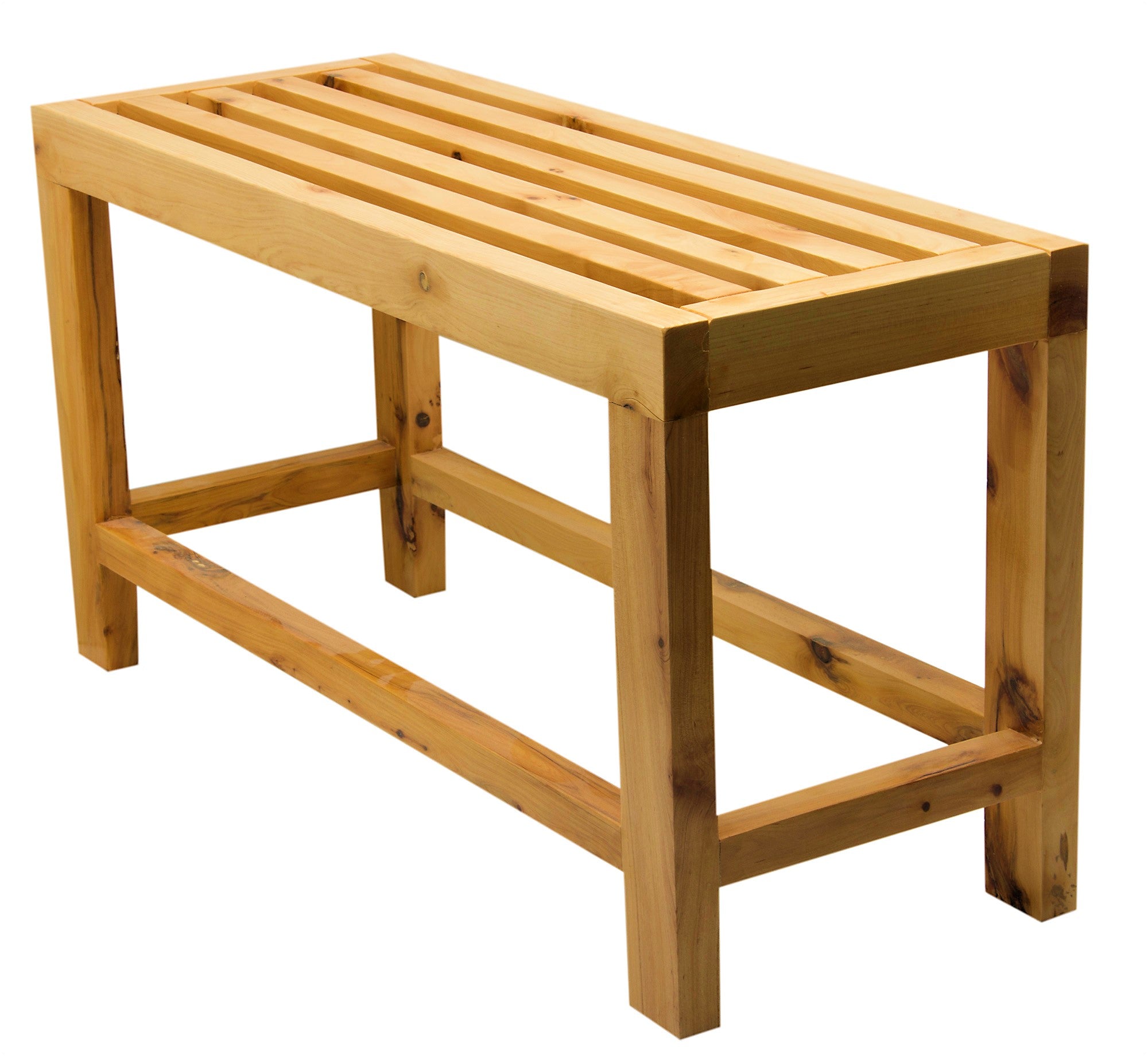 ALFI brand AB4401 26" Solid Wooden Slated Single Person Sitting Bench, Cedar Wood, Natural Wood