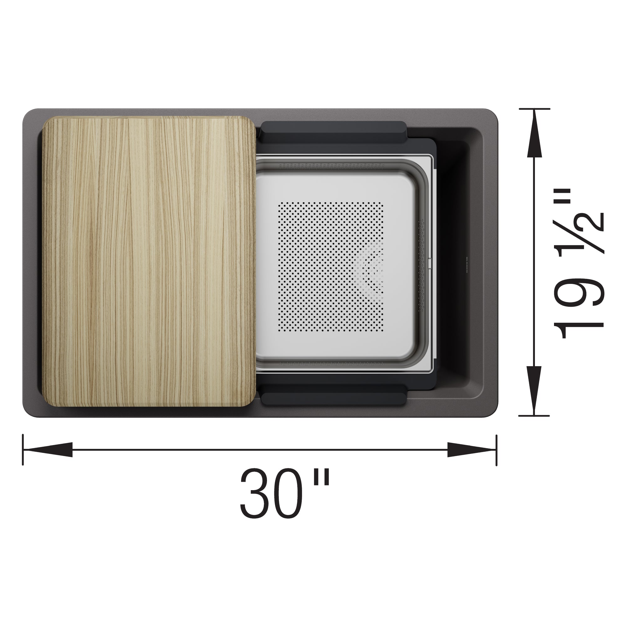 Alternate Image for Blanco Inteos 30" Undermount Silgranit Workstation Kitchen Sink, Cinder, No Faucet Hole, 443305